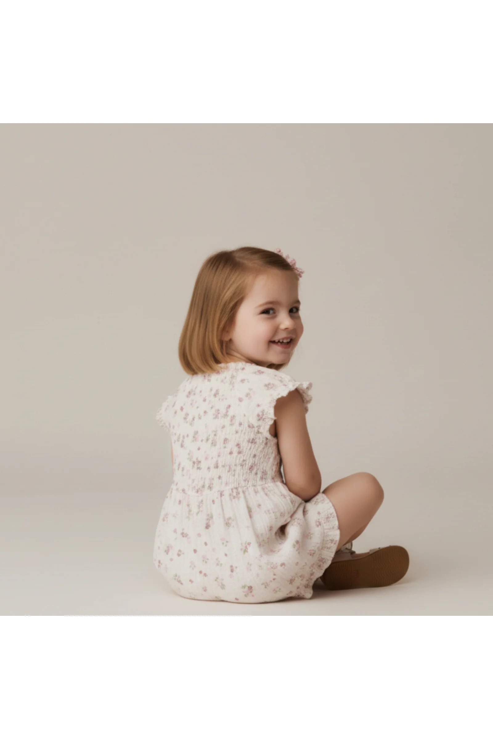 Organic Smocked Jumpsuit - Blush Floral - Image 5