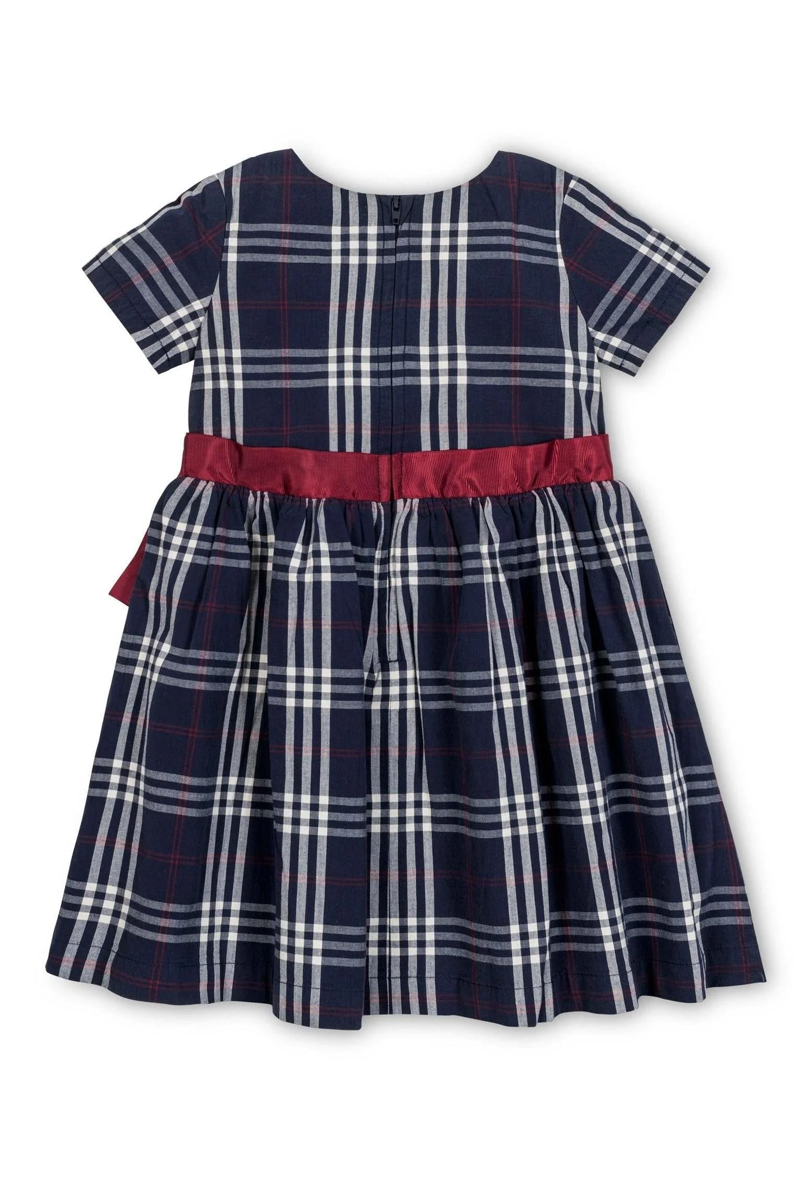 Hope & Henry Organic Cotton Smocked Poplin Dress for Girls, Navy Plaid, Toddler & Kids - Image 4