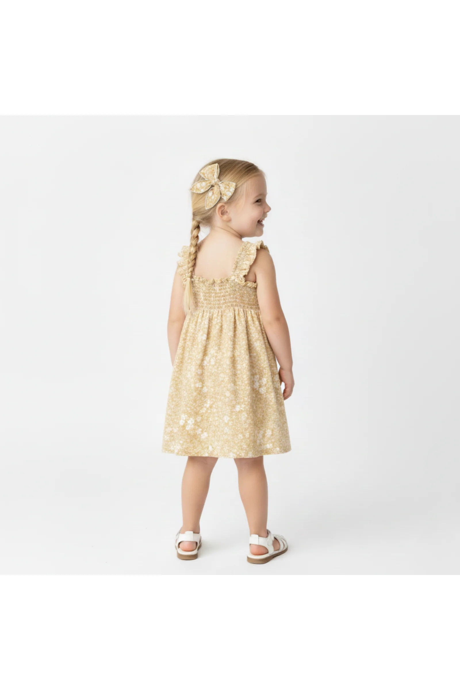 Organic Smocked Sundress - Yellow Blossom - Image 3