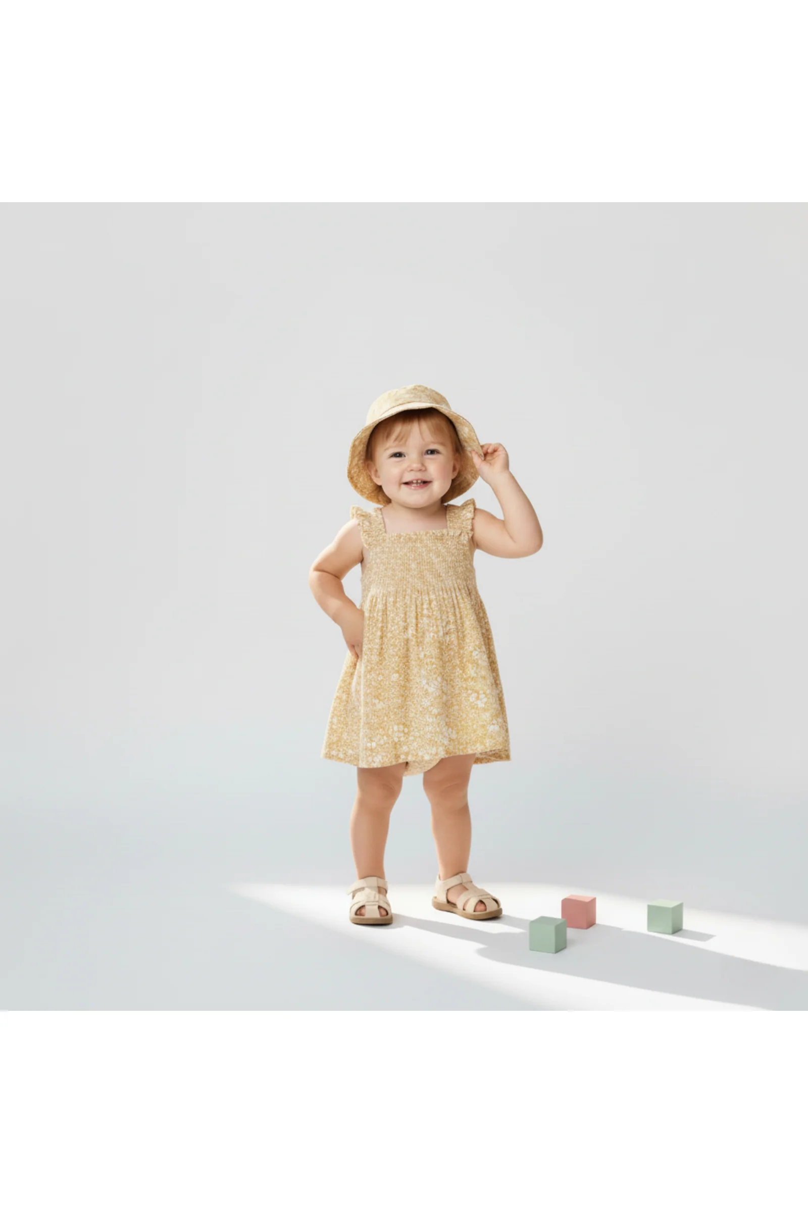 Organic Smocked Sundress - Yellow Blossom - Image 4