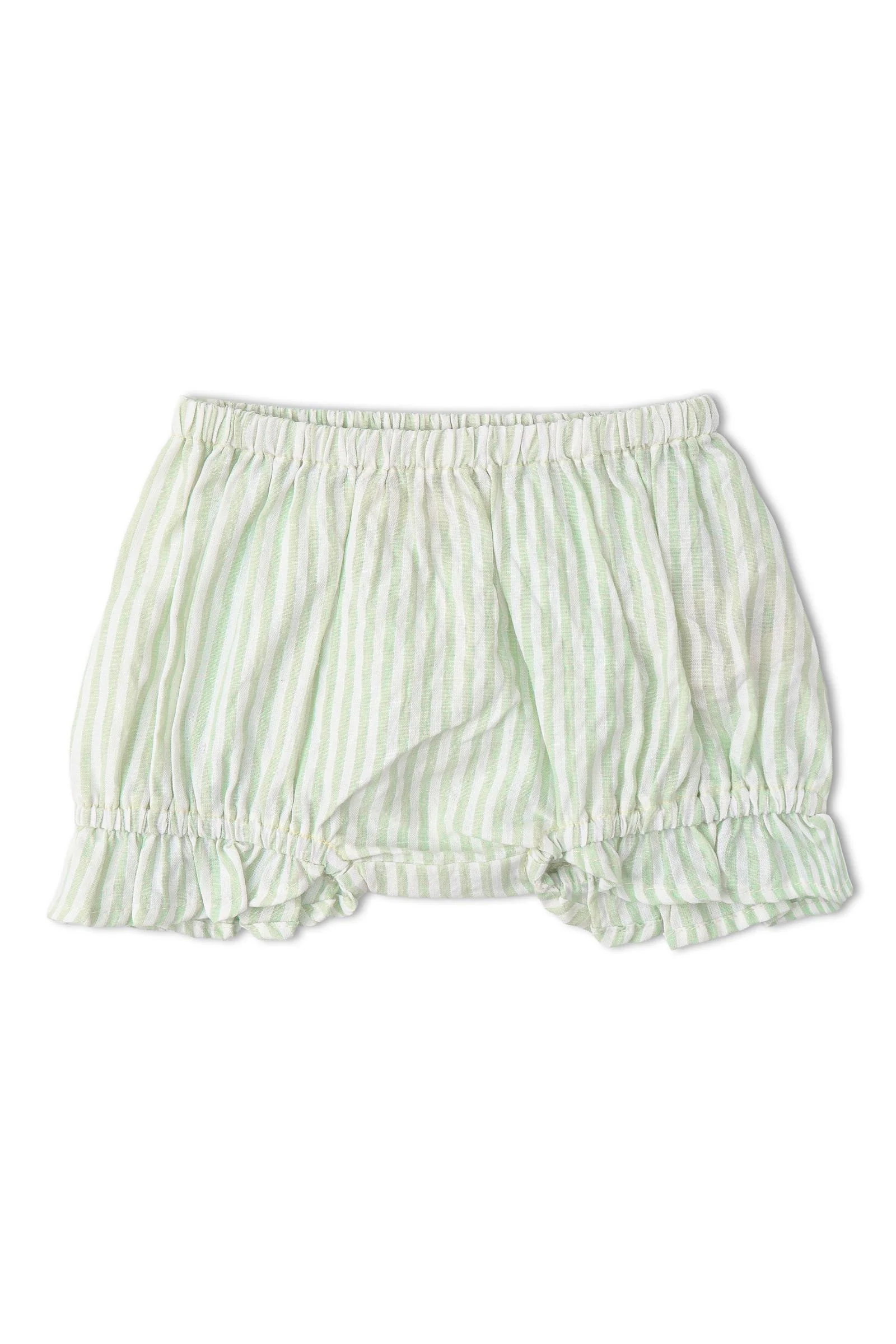 Organic Smocked Top And Bloomer Set - Basil Stripes - Image 5