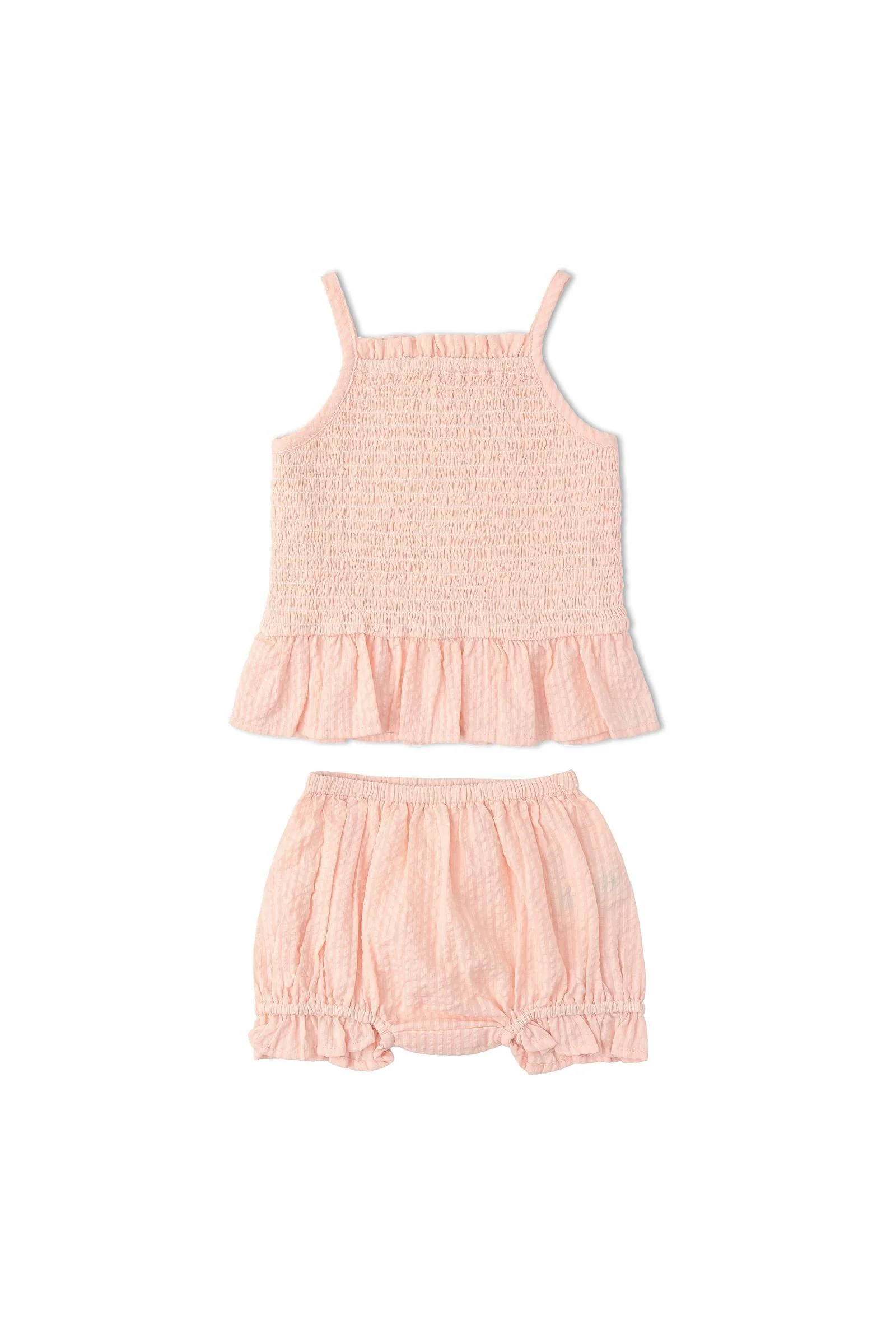 Organic Smocked Top And Bloomer Set - Blush - Image 2