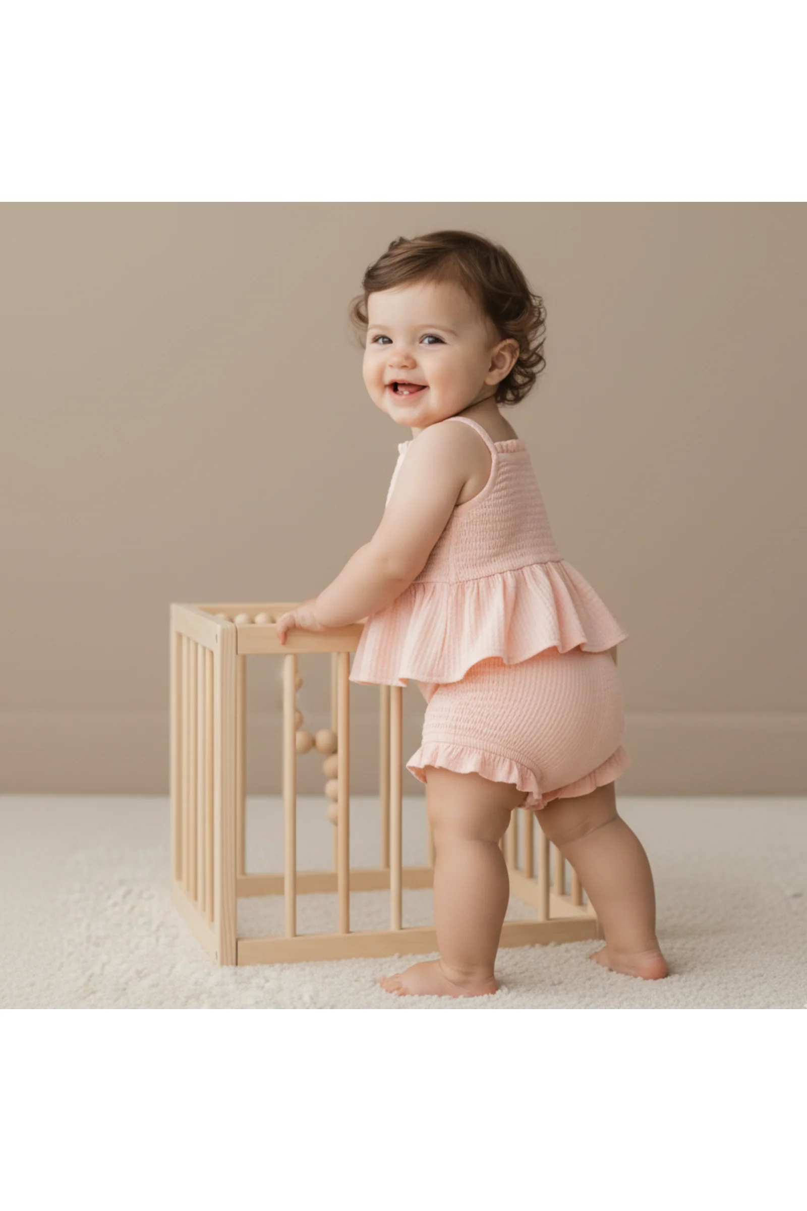 Organic Smocked Top And Bloomer Set - Blush - Image 3