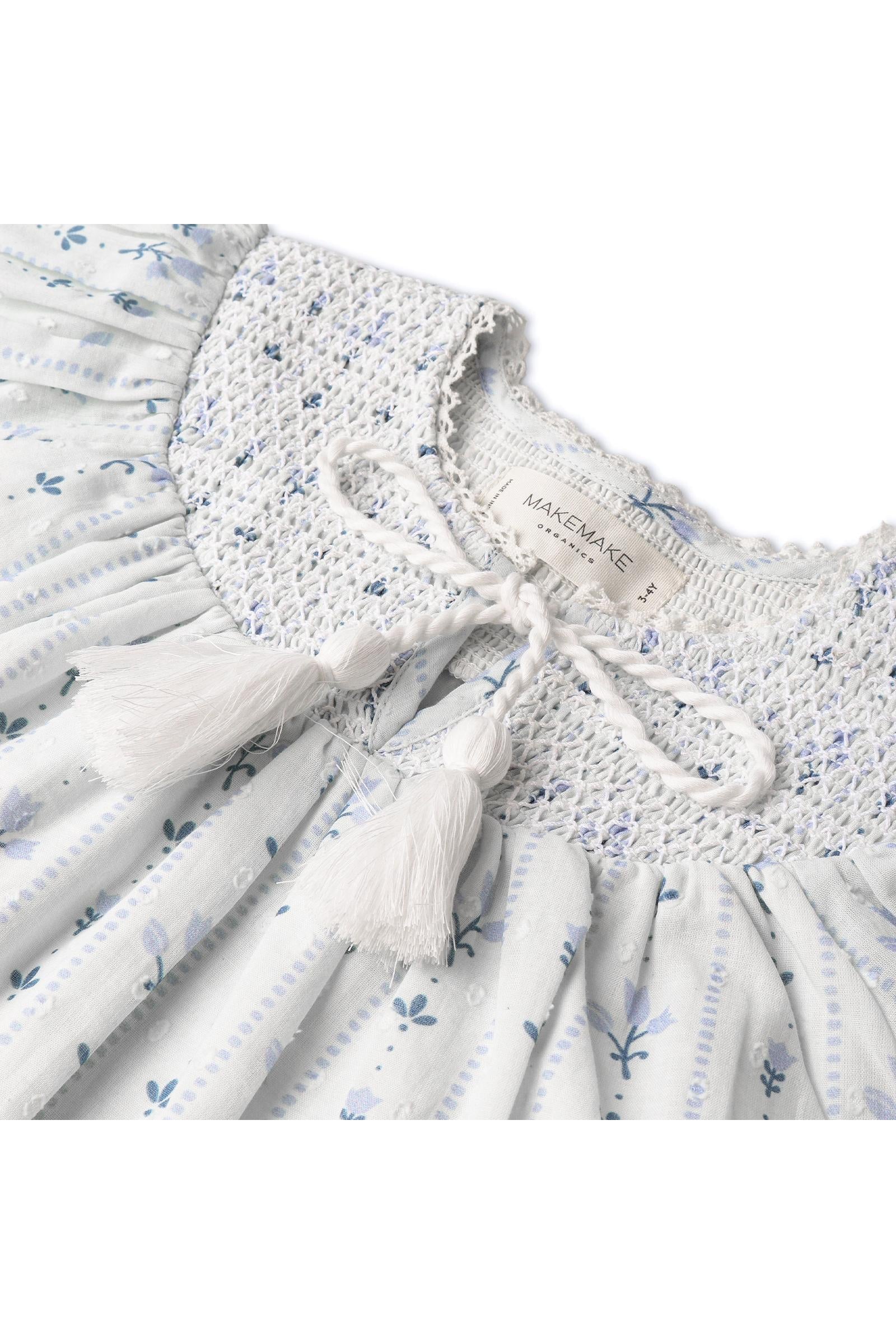 Organic Smocked Top & Shorts Set - Blue Vines - Image 4
