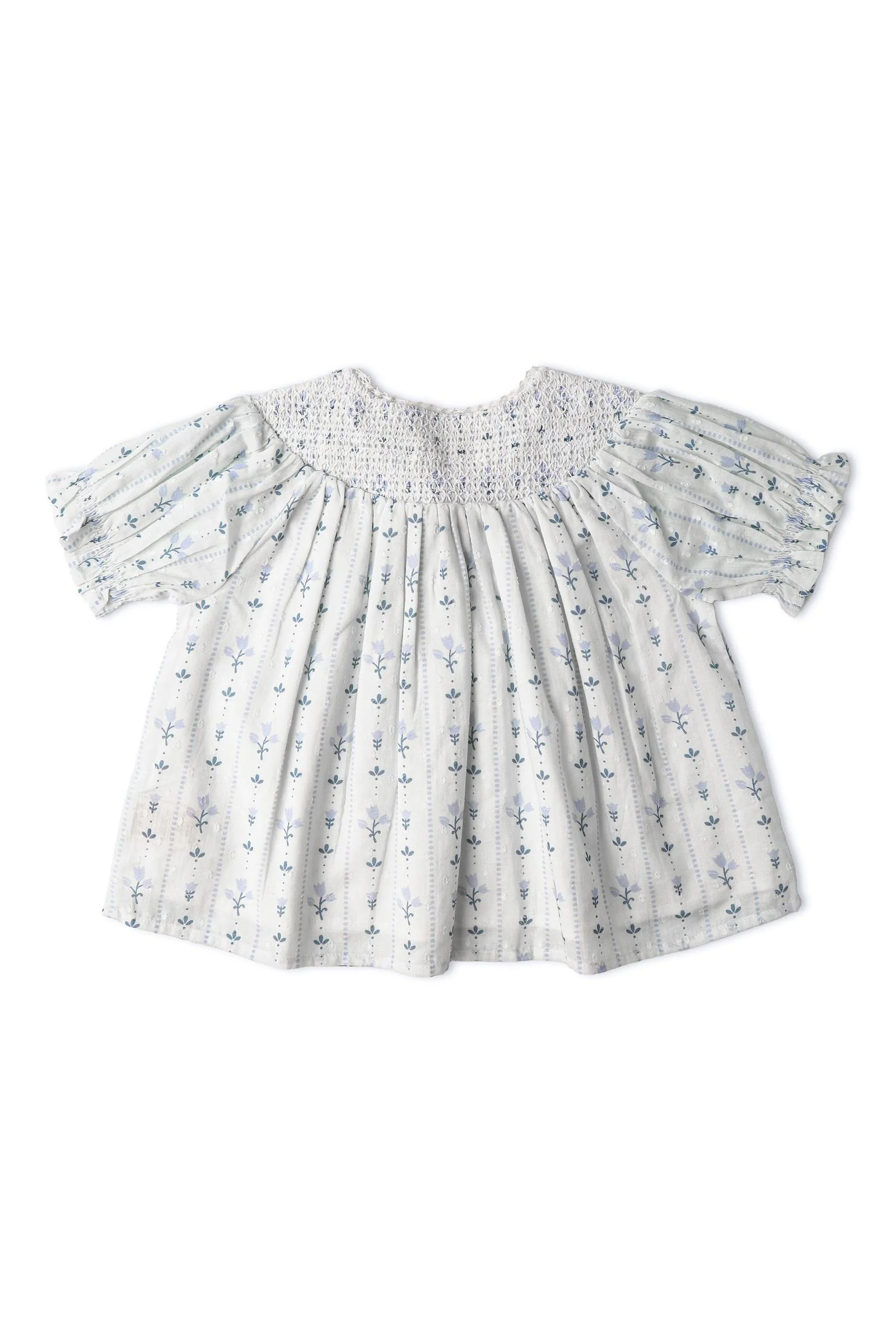 Organic Smocked Top & Shorts Set - Blue Vines - Image 5