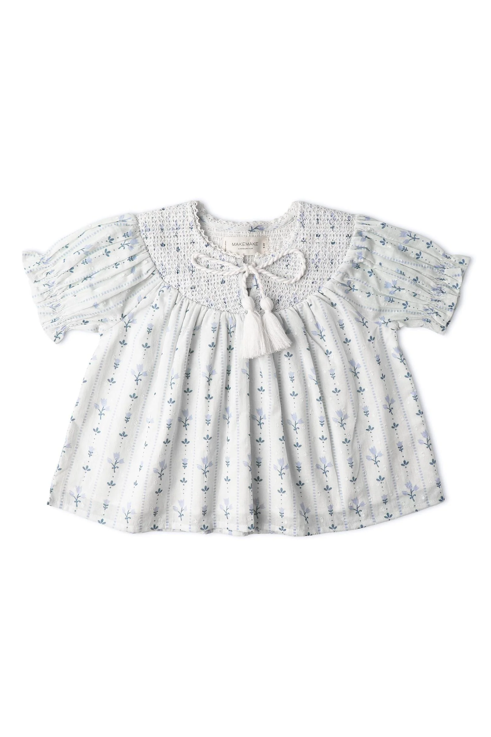 Organic Smocked Top & Shorts Set - Blue Vines - Image 6