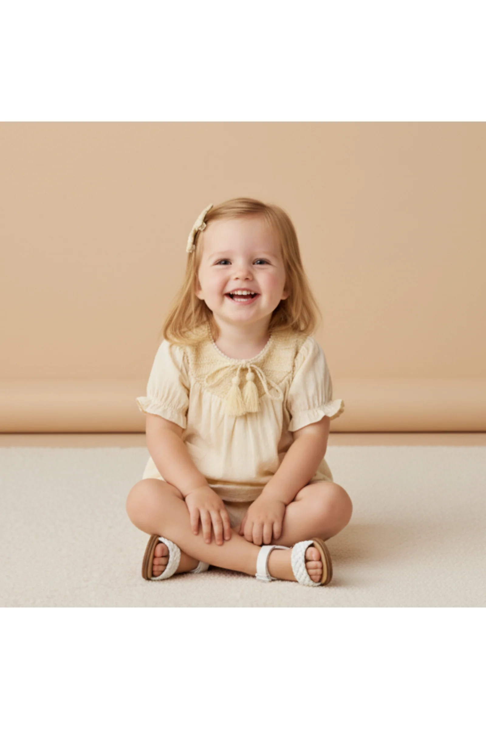 Organic Smocked Top & Shorts Set - Butter Yellow - Image 4