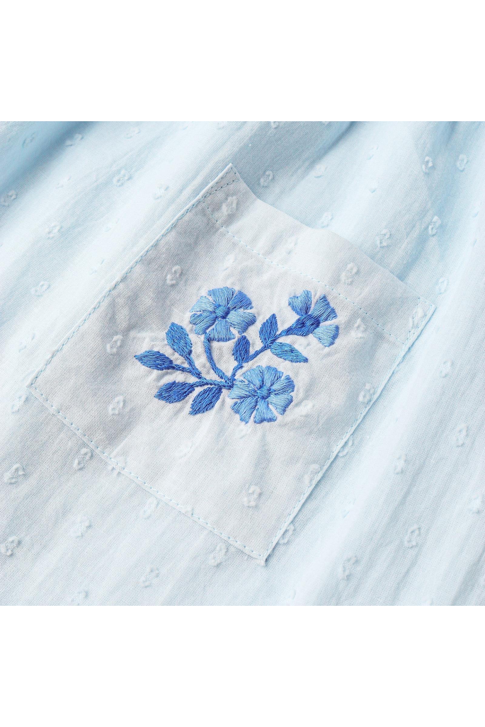 Organic Smocked Top & Shorts Set - Light Blue - Image 4