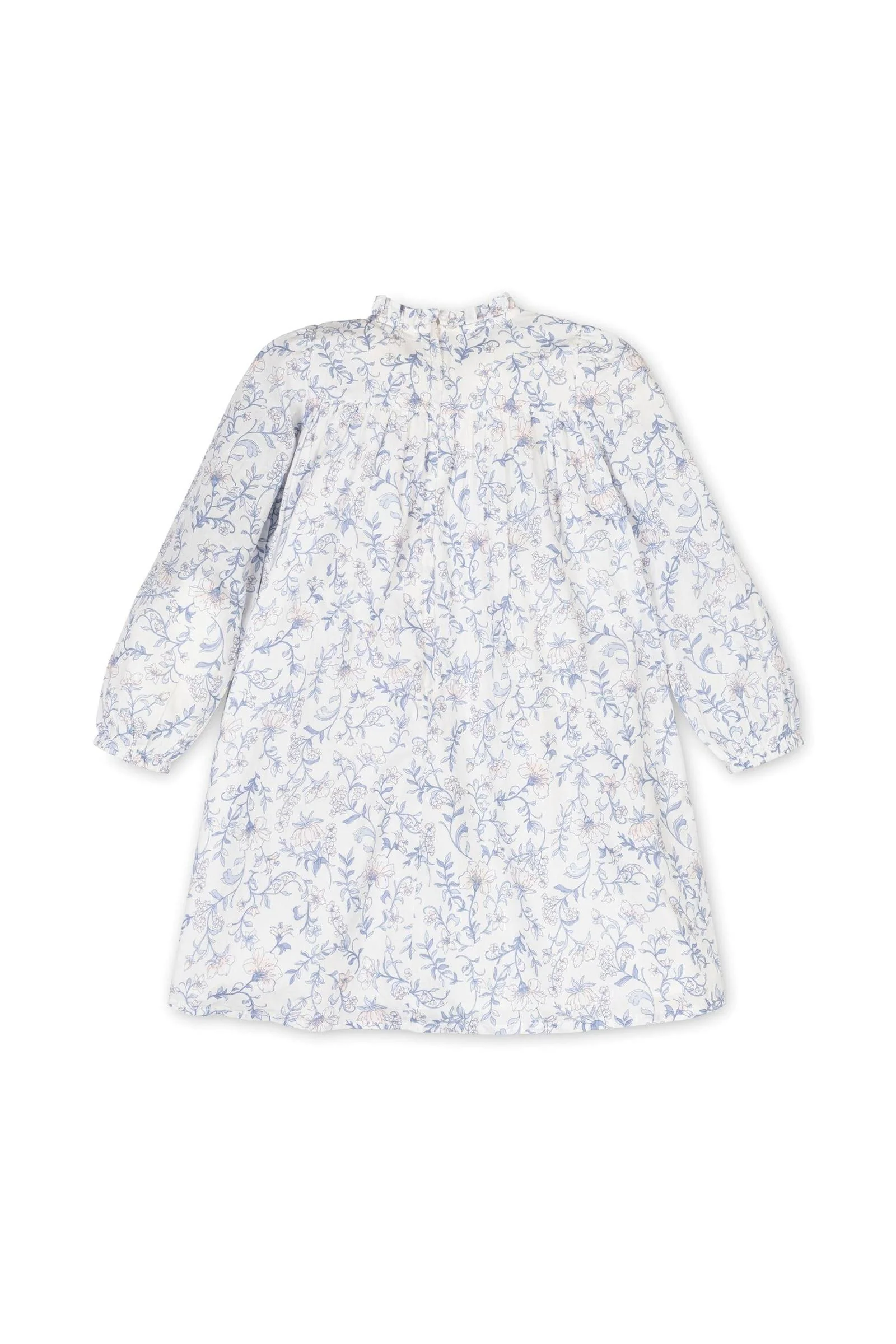 Hope & Henry Organic Cotton Smocked Yoke Dress for Girls, White with Gray Toile Floral Print, Baby - Image 4