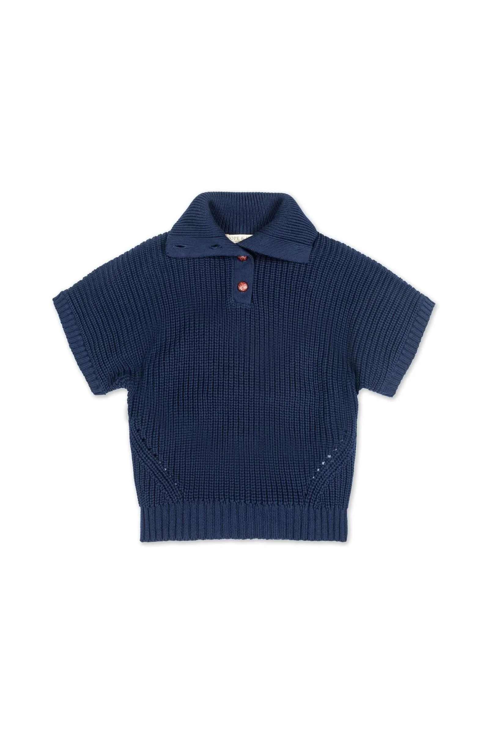Hope & Henry Organic Cotton Spread Collar Sweater for Girls, Navy, 6-12 - Image 2
