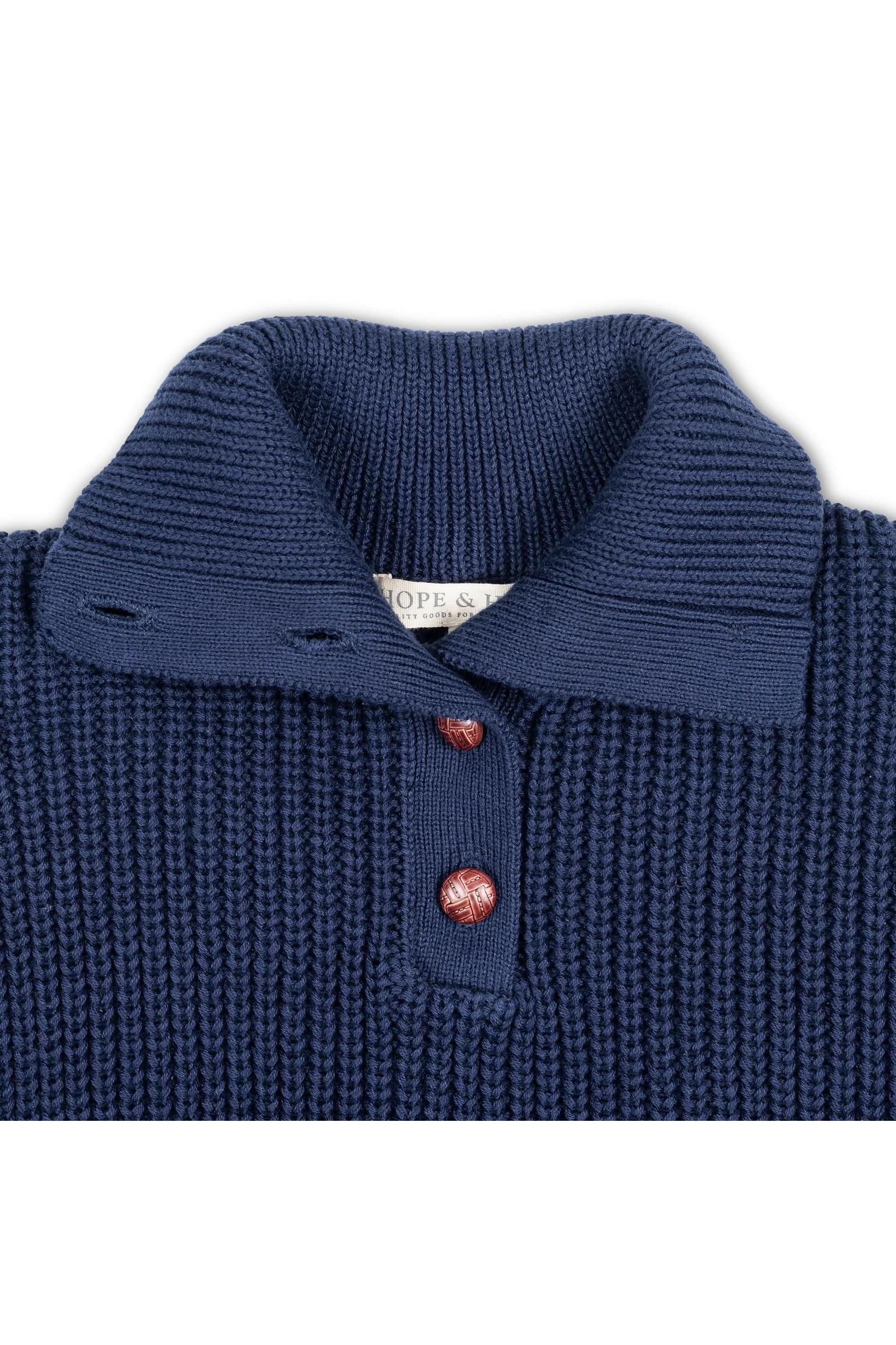 Hope & Henry Organic Cotton Spread Collar Sweater for Girls, Navy, 6-12 - Image 5