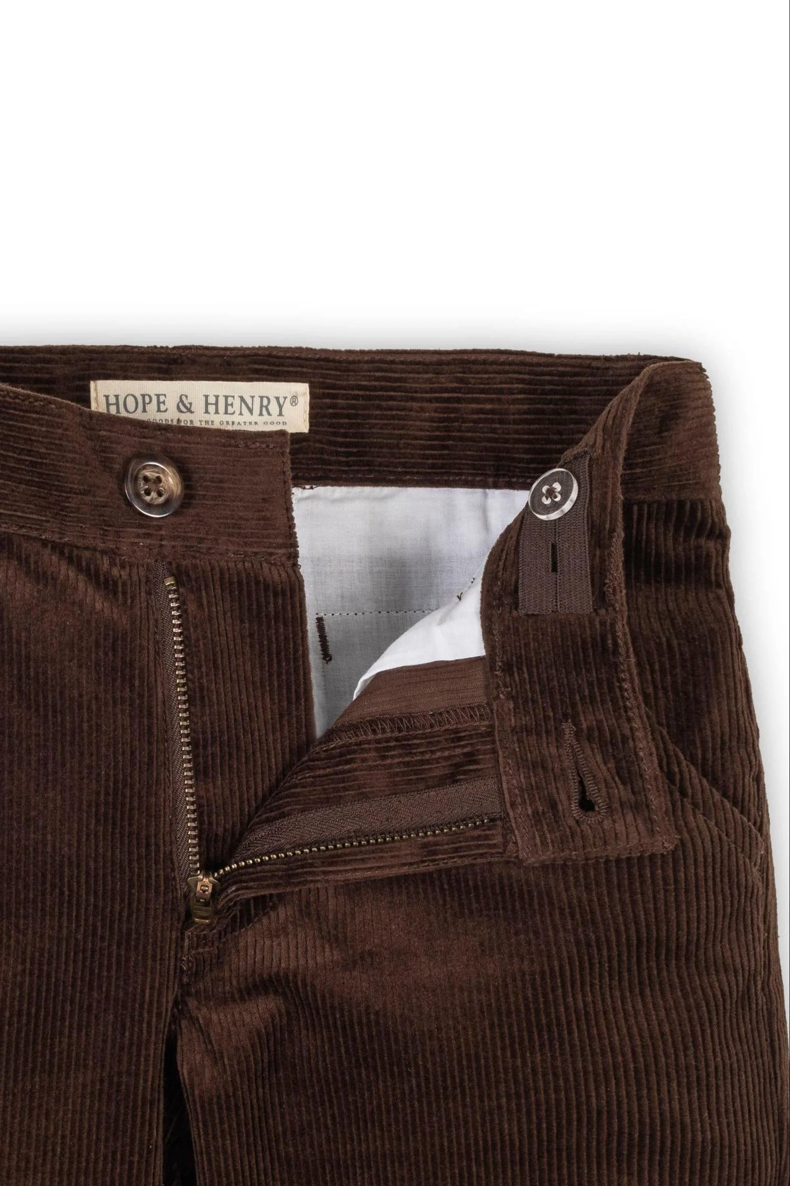 Hope & Henry Organic Cotton Stretch Corduroy Pants, Chocolate, Sizes 2-16 - Image 3