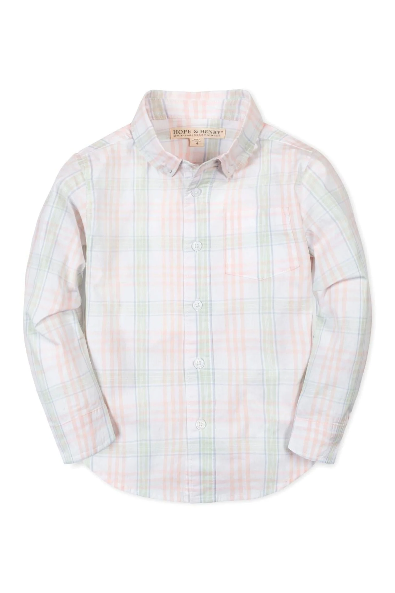 Hope & Henry Organic Cotton Stretch Poplin Shirt, Chateau Plaid, Sizes 2T-18 - Image 2