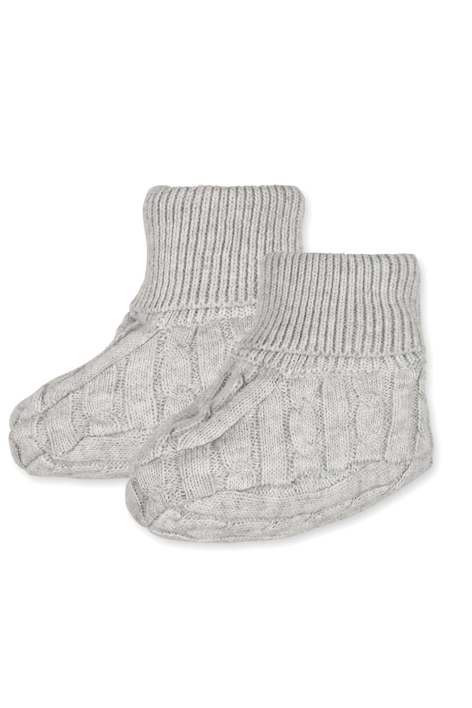 Organic Cotton Baby Sweater Beanie and Bootie Set, Light Gray - Image 4