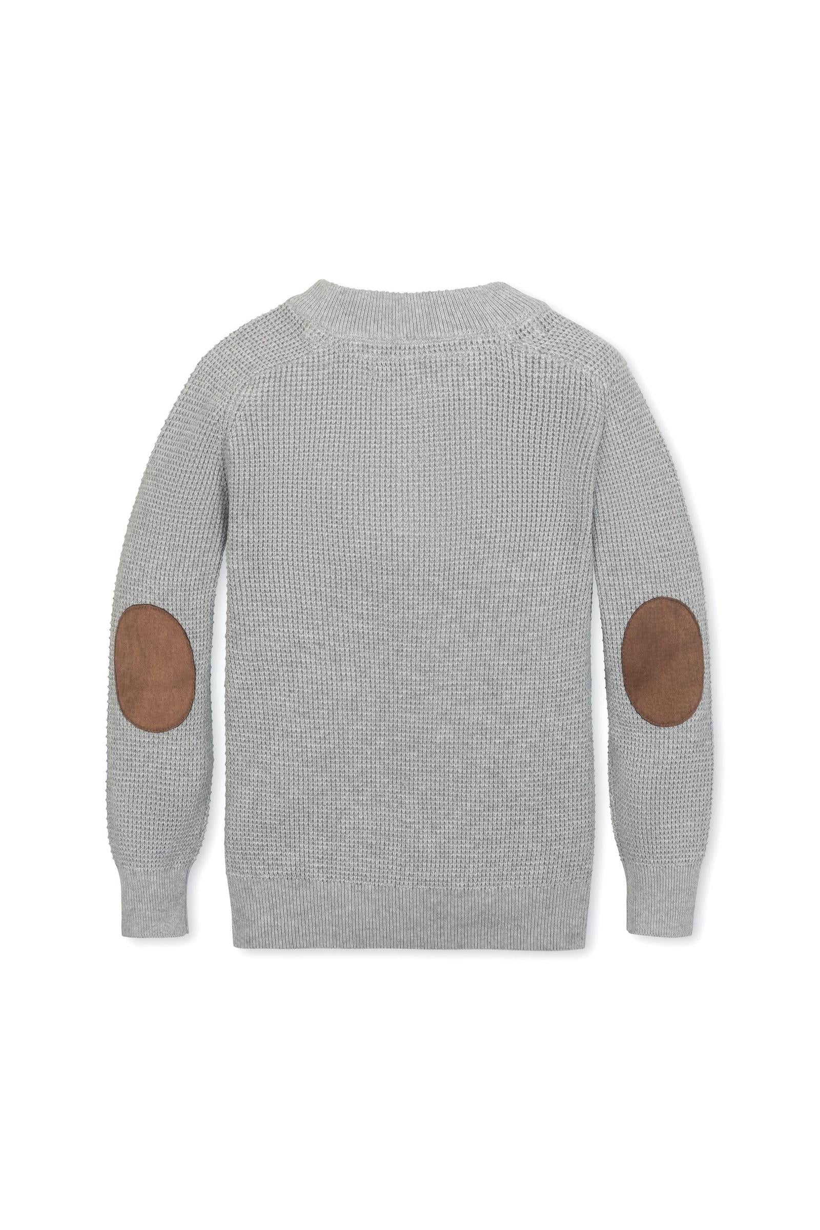 Hope & Henry Organic Cotton Sweater Henley with Elbow Patches for Boys, Gray, Sizes 2T-14 - Image 3