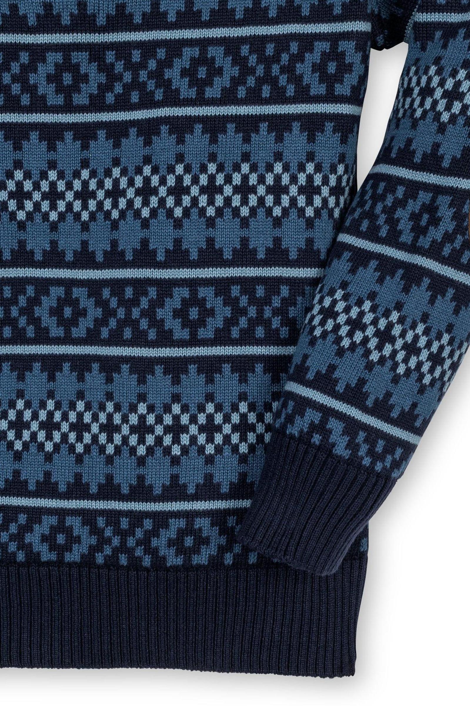Hope & Henry Organic Cotton Sweater Henley with Elbow Patches, Navy, Sizes 2-16 - Image 4