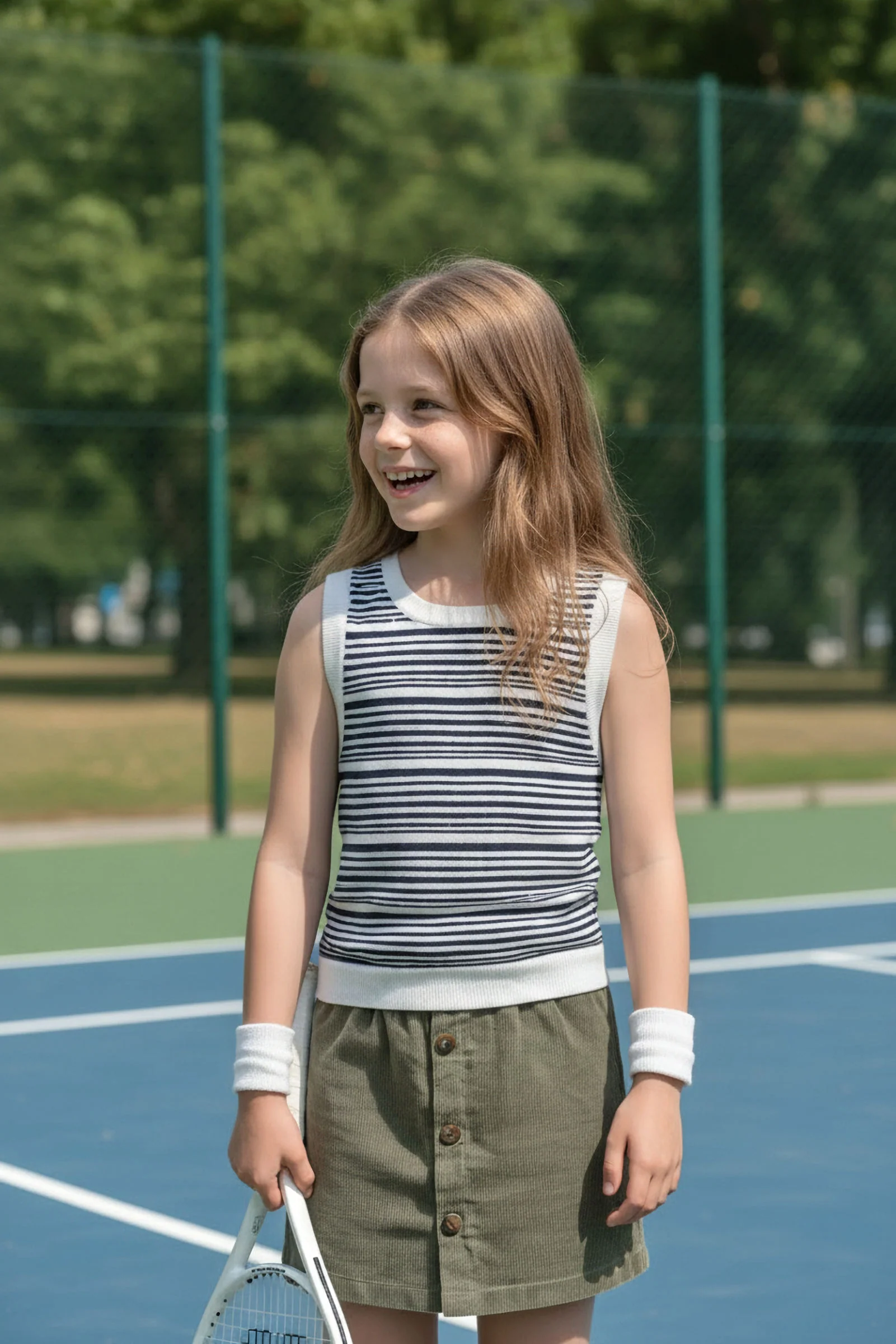 Hope & Henry Organic Cotton Sweater Tank Top for Girls, Navy & White Stripe, Toddler & Kids
