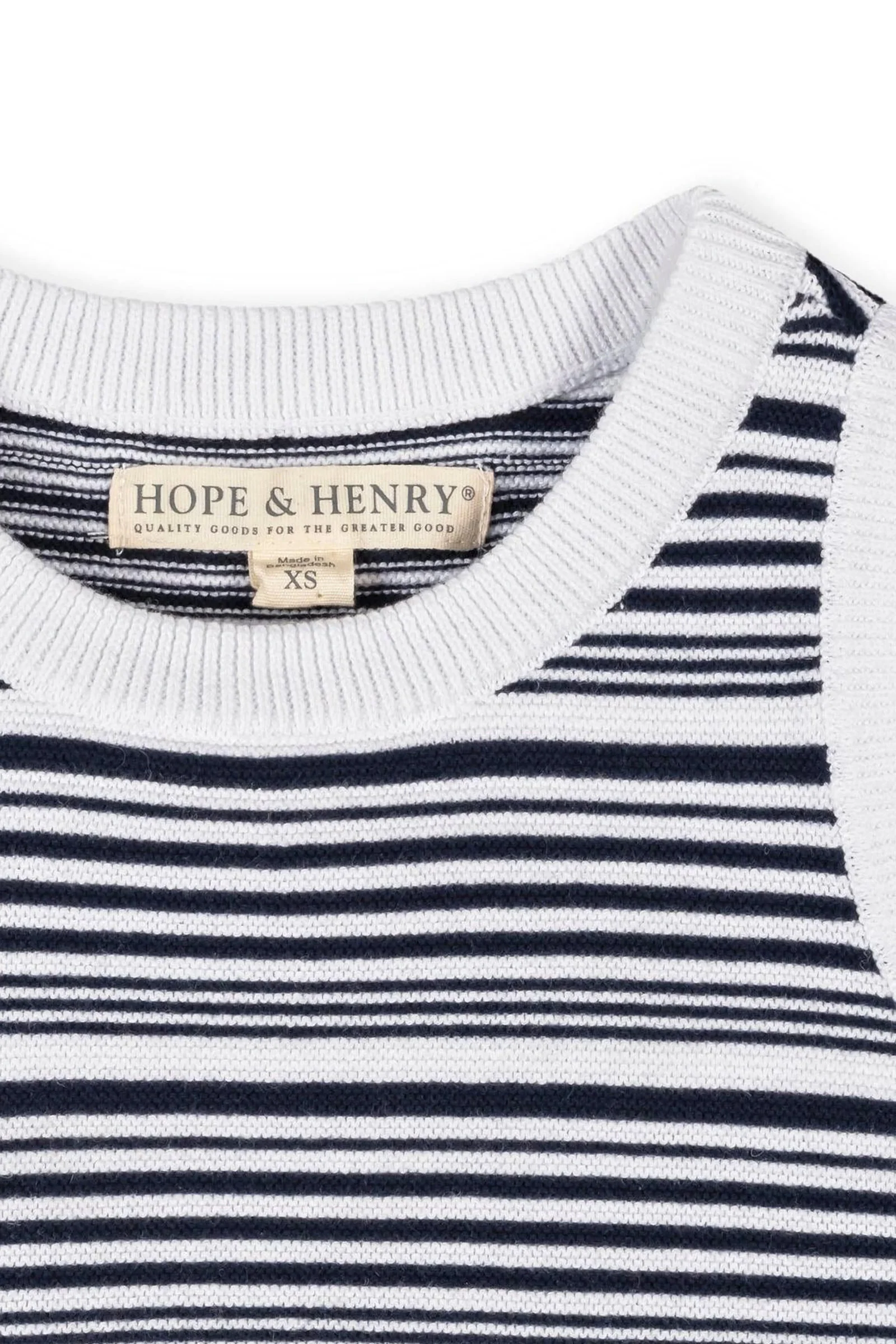 Hope & Henry Organic Cotton Sweater Tank Top for Girls, Navy & White Stripe, Toddler & Kids - Image 3
