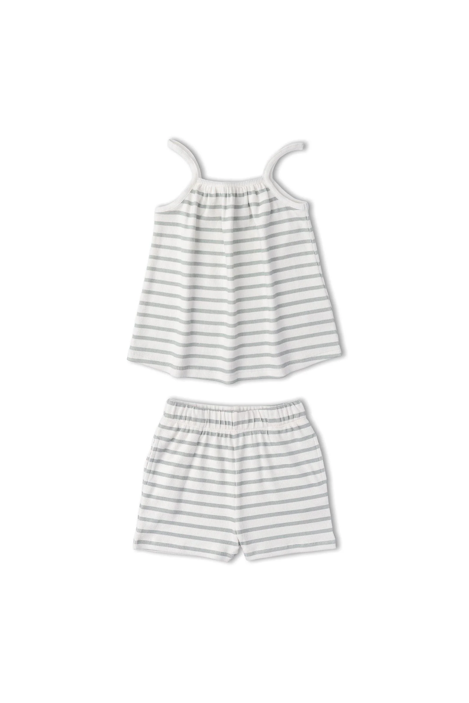 Organic Tank Top & Shorts Set - Fog Stripes - Image 2