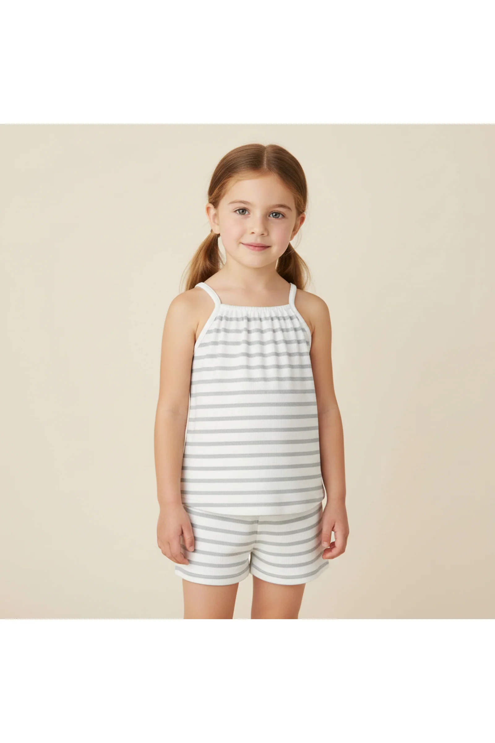 Organic Tank Top & Shorts Set - Fog Stripes - Image 3