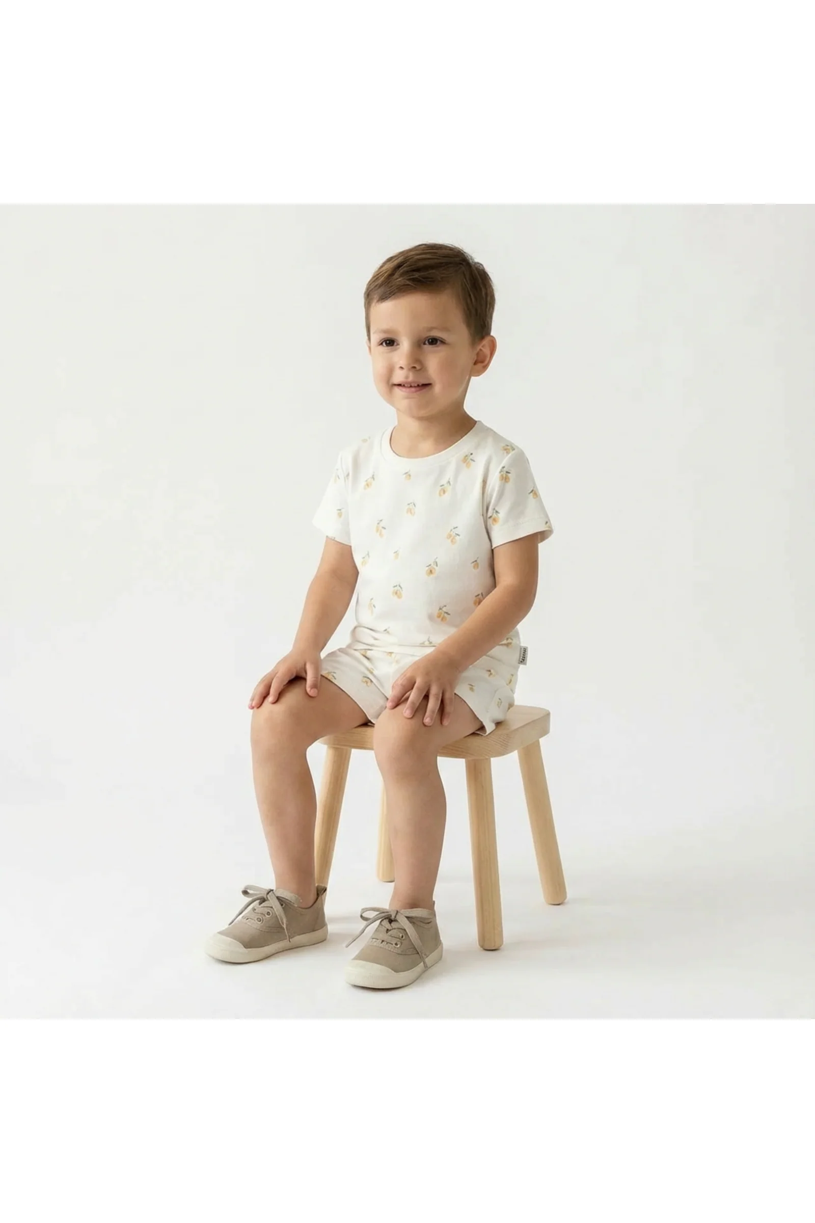 Organic Tee & Shorts Set For Boys - Lemons - Image 3