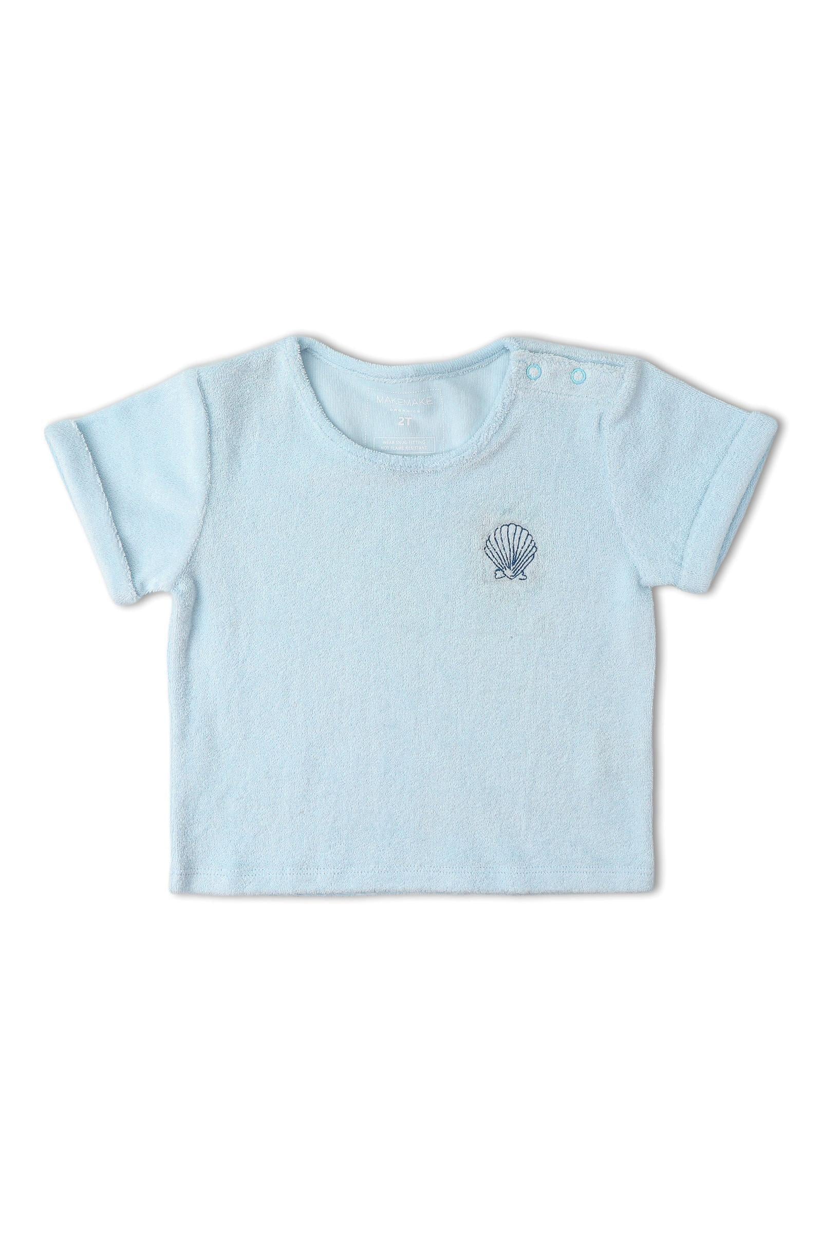 Organic Terry Tee & Shorts Set - Light Blue - Image 4