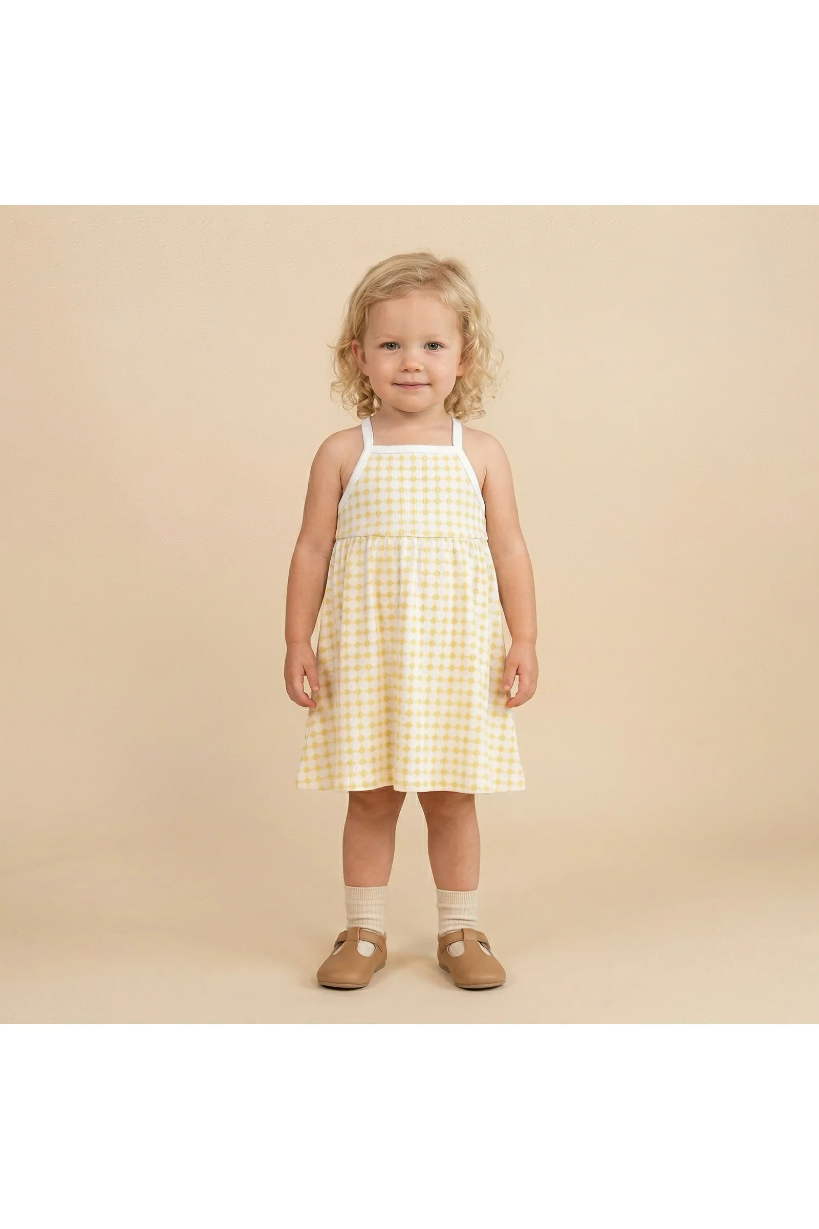 Organic Tie-Back Strap Dress - Dotty Gingham