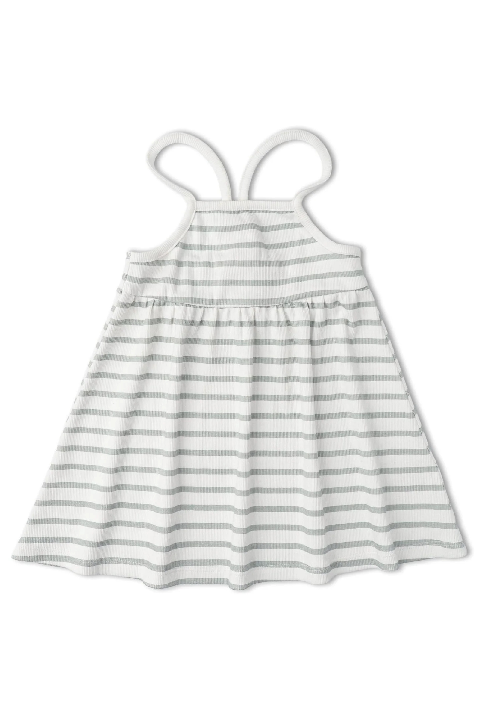 Organic Tie-Back Strap Dress - Fog Stripes - Image 2