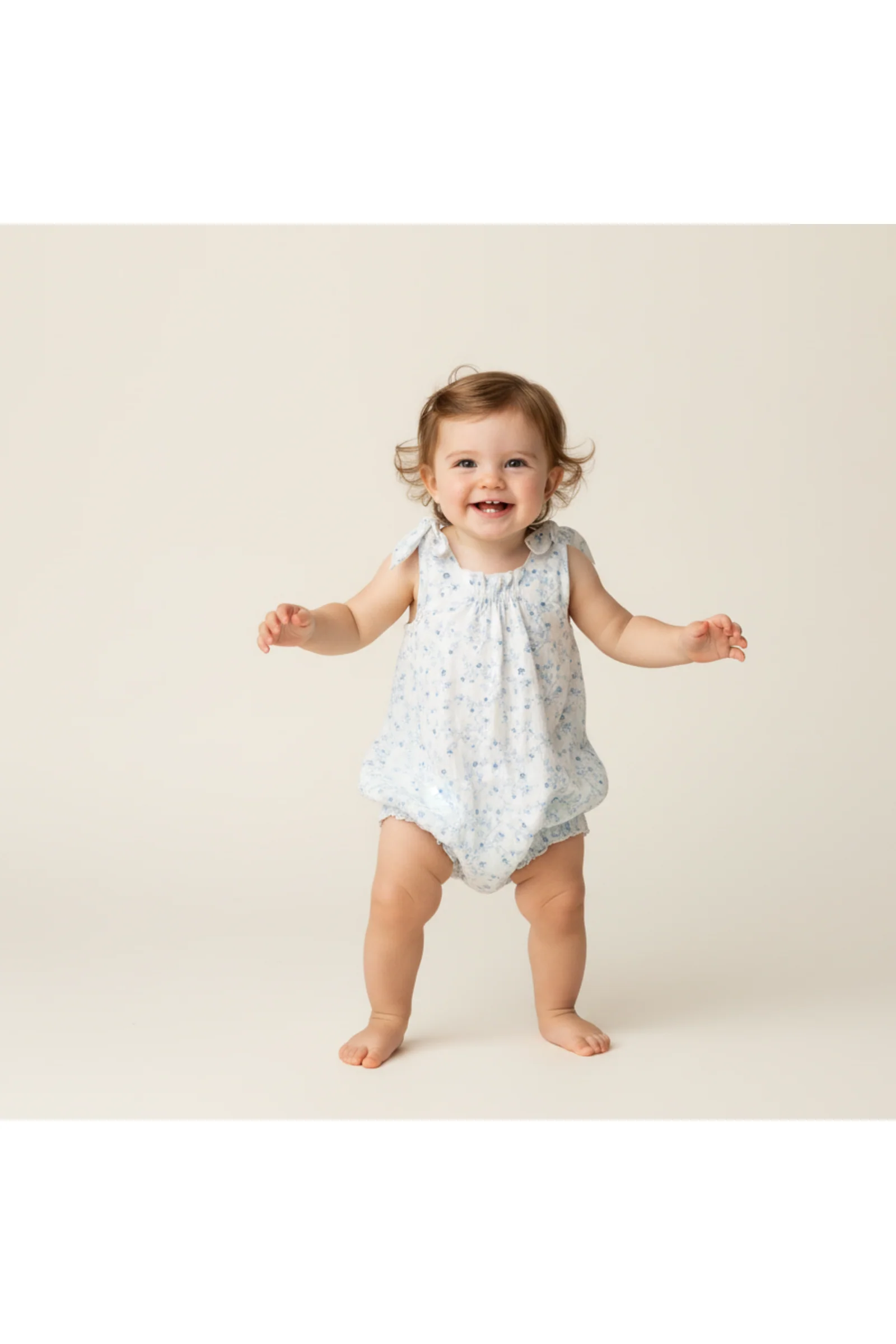 Organic Tie Shoulder Bubble Romper - Ivy Floral - Image 4