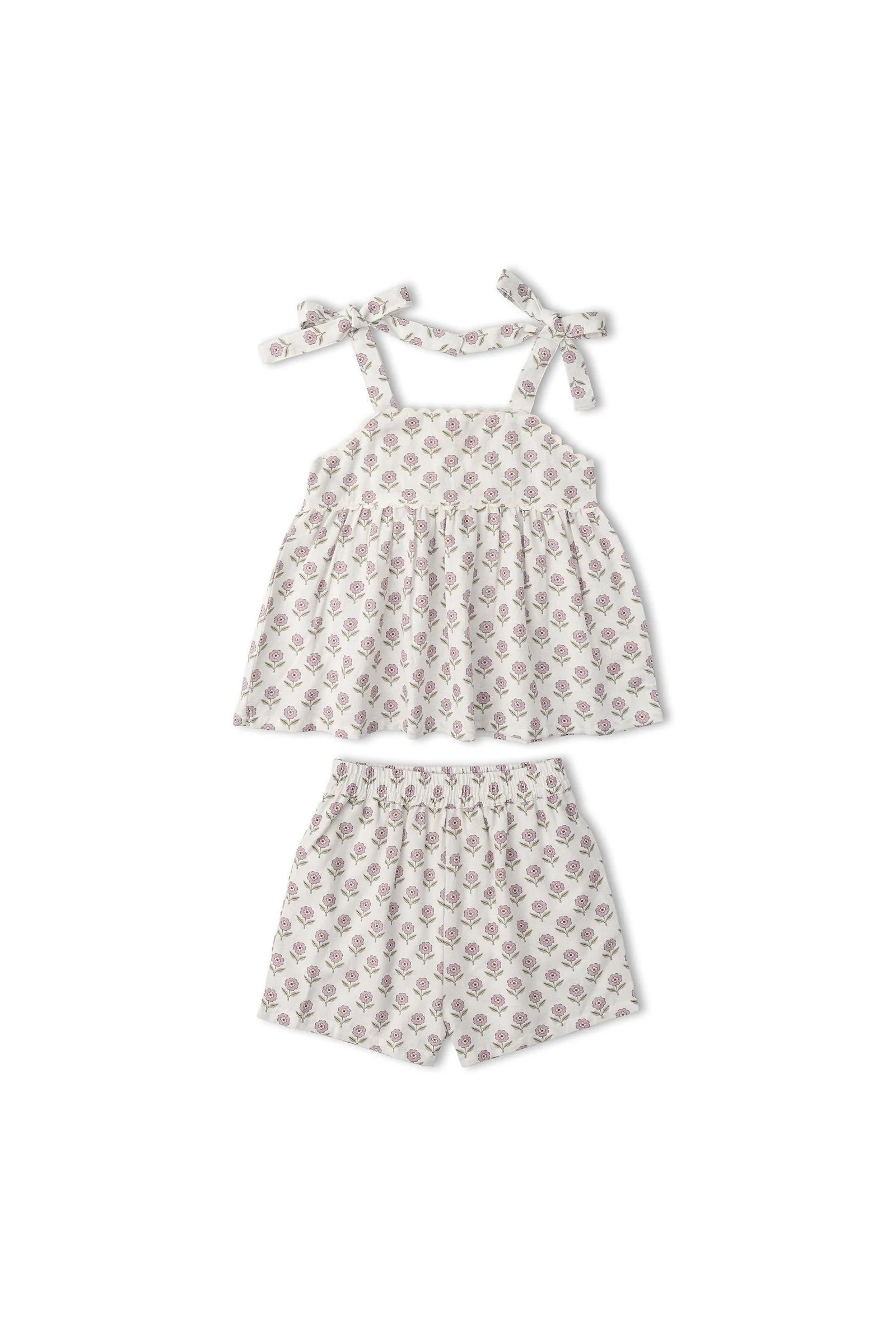 Organic Tie Up Top & Shorts Set - Lavender - Image 2