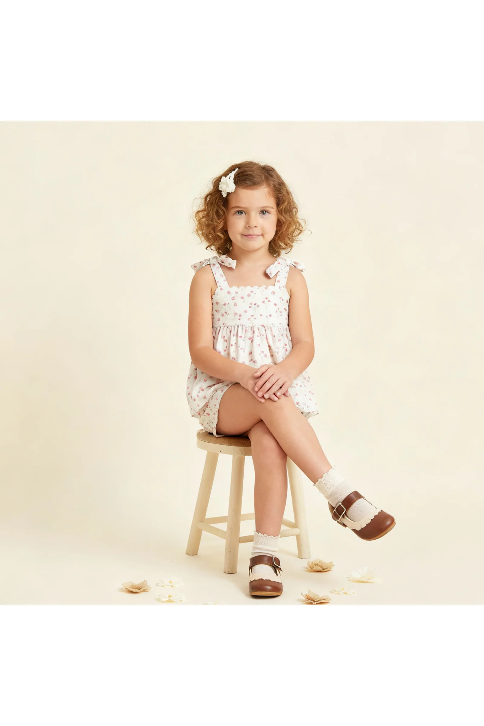 Organic Tie Up Top & Shorts Set - Pink  Bloom