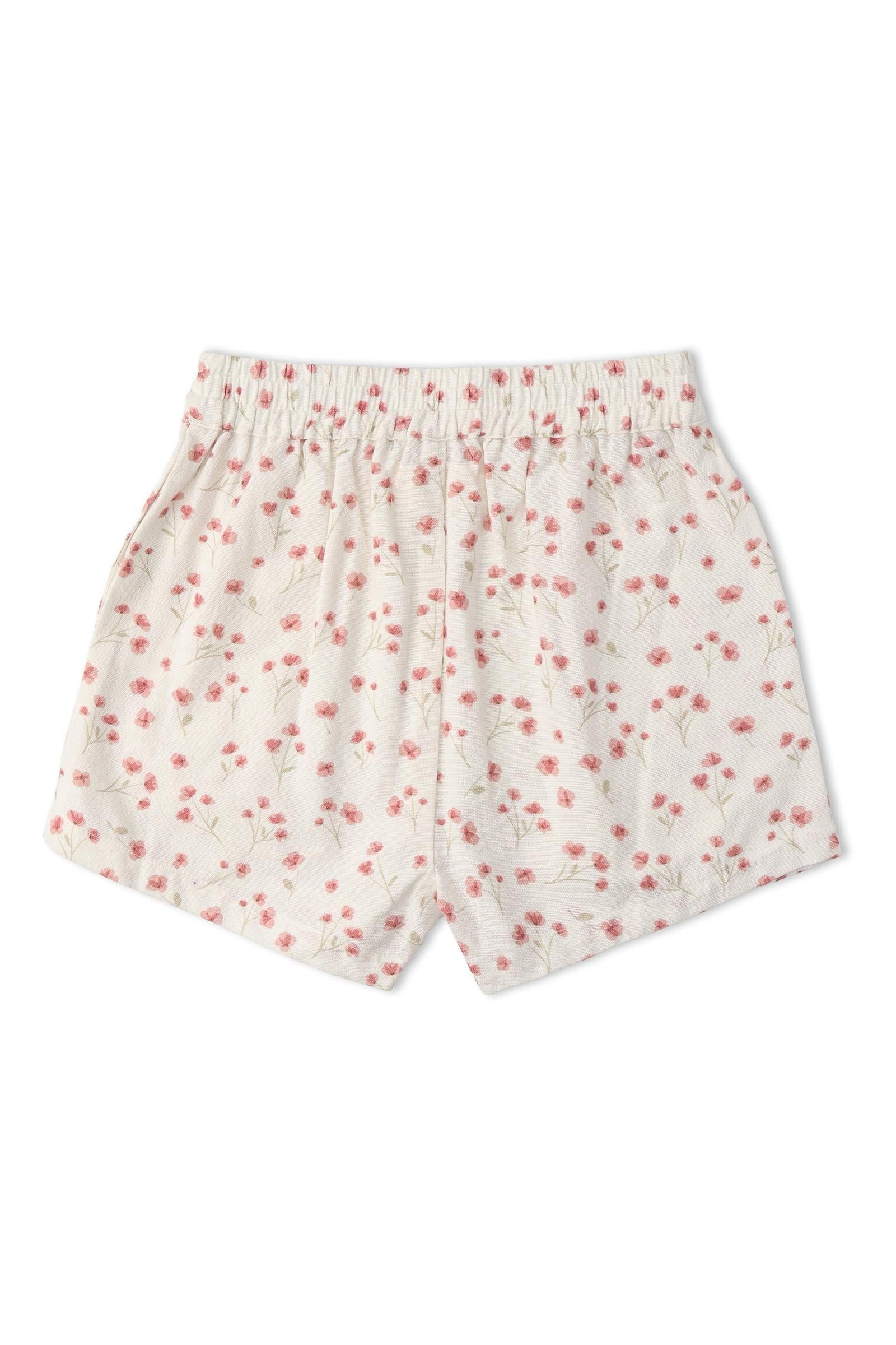 Organic Tie Up Top & Shorts Set - Pink  Bloom - Image 5