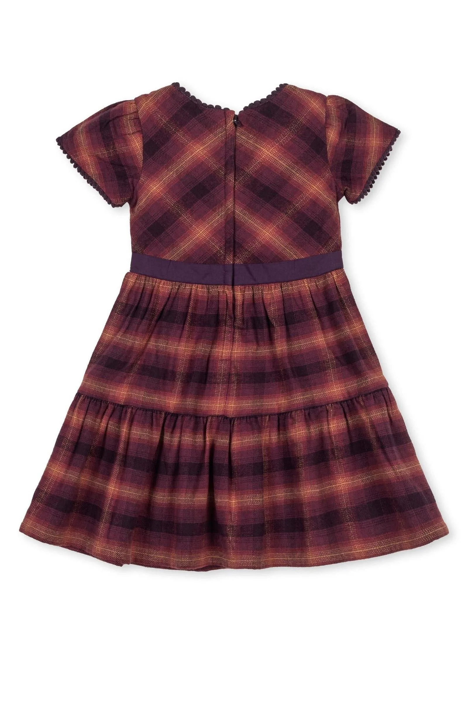 Hope & Henry Organic Cotton Tiered Flannel Dress, Sugar Plum Plaid, Toddler & Kids - Image 4