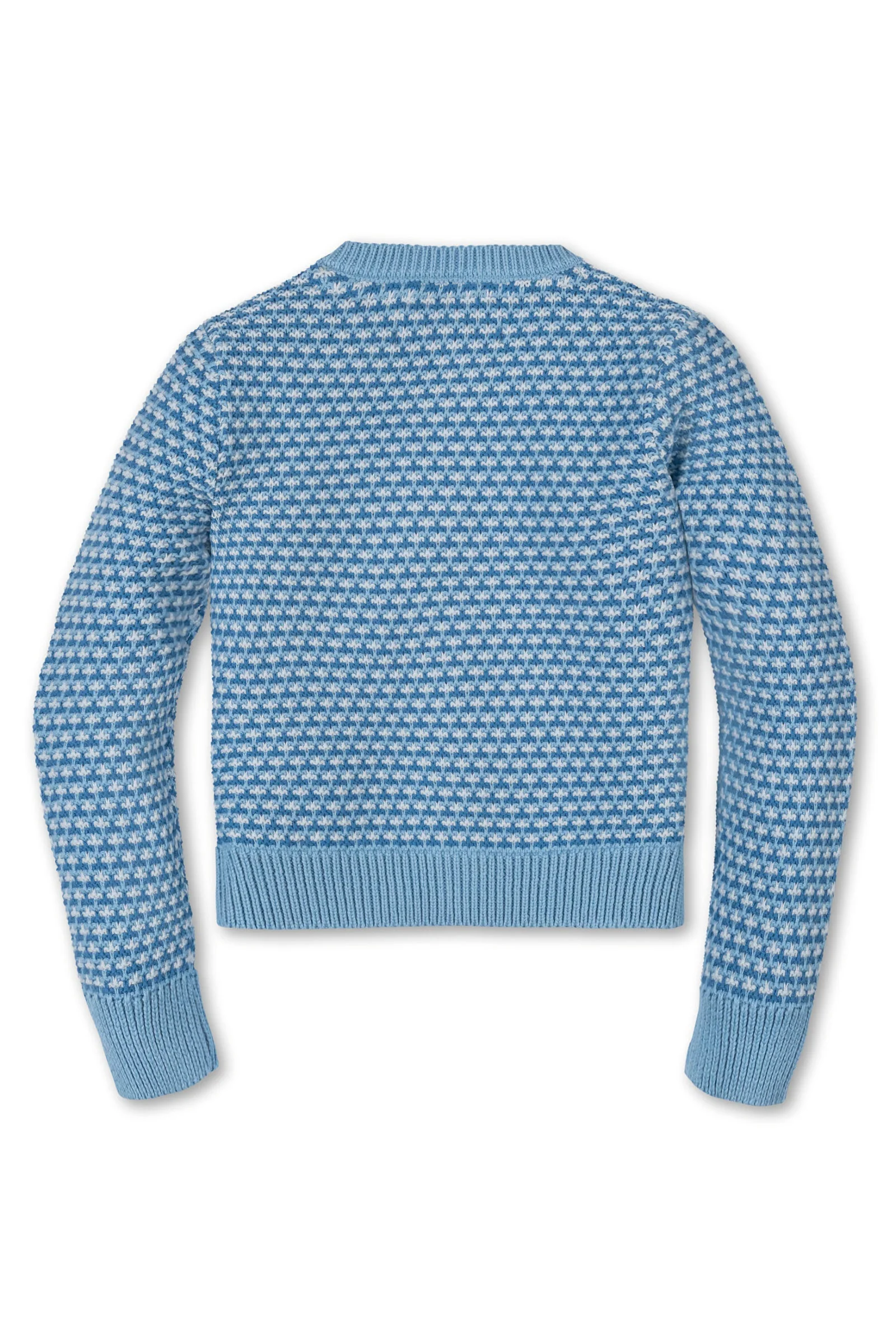 Hope & Henry Organic Cotton Tweed Stitch Bow Cardigan, Bluebell Tweed, Toddler & Kids - Image 4