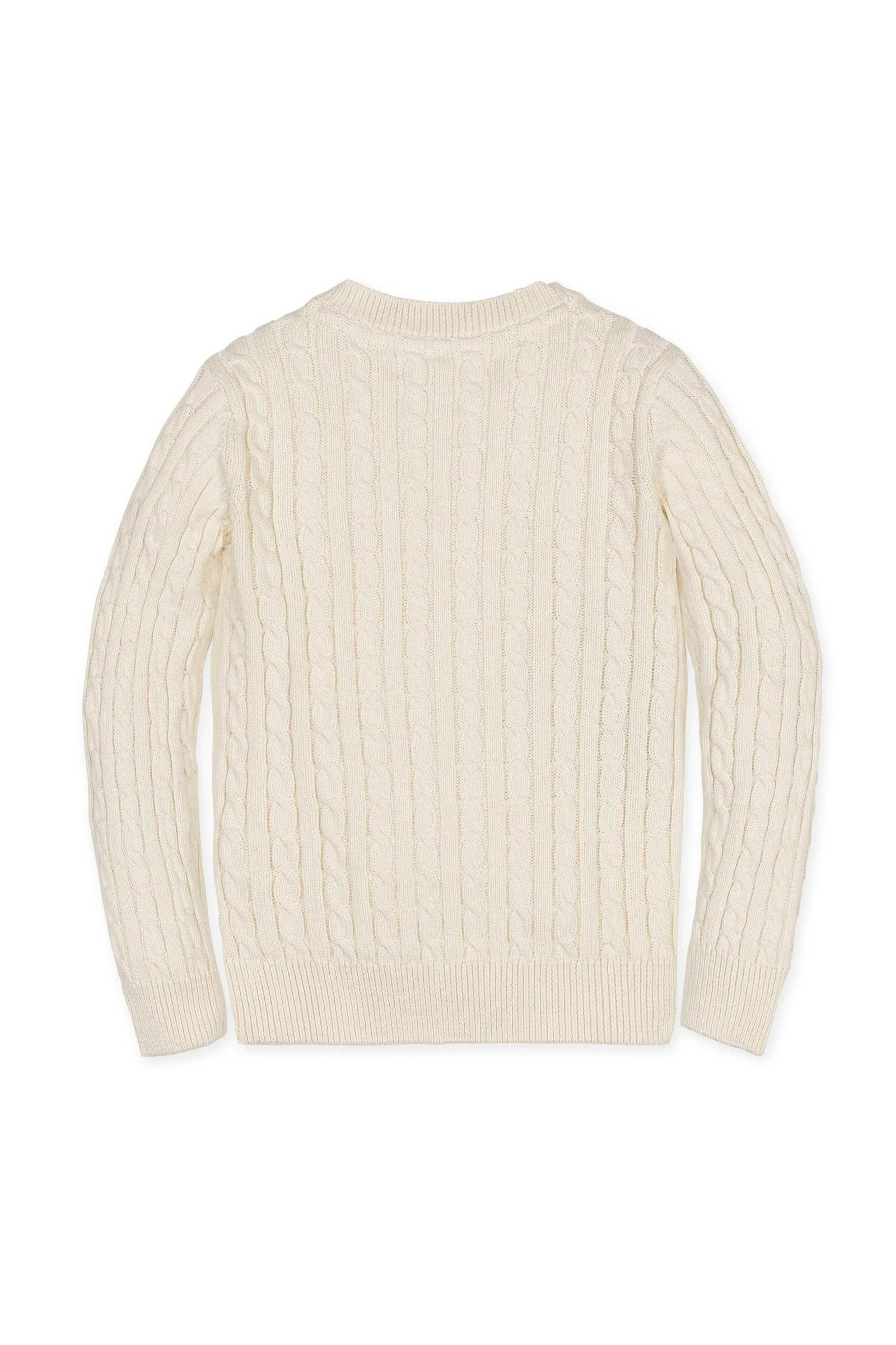 Hope & Henry Organic Cotton V-Neck Cable Sweater, Ivory, Toddler & Kids - Image 4