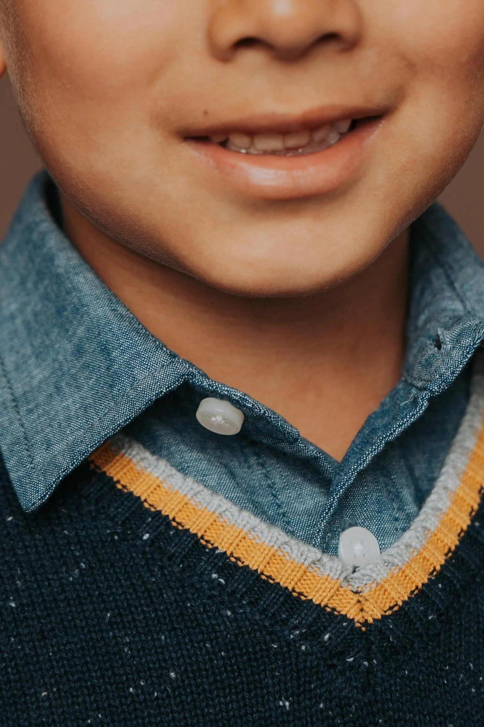 Hope & Henry Navy Organic Cotton V-Neck Sweater, Toddler & Kids - Image 4