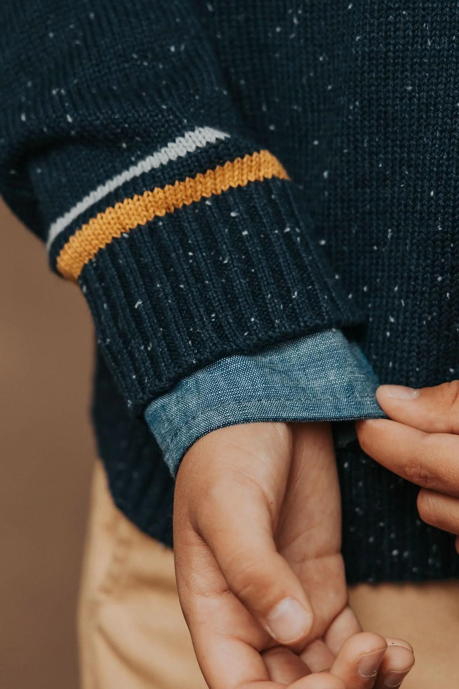 Hope & Henry Navy Organic Cotton V-Neck Sweater, Toddler & Kids - Image 5