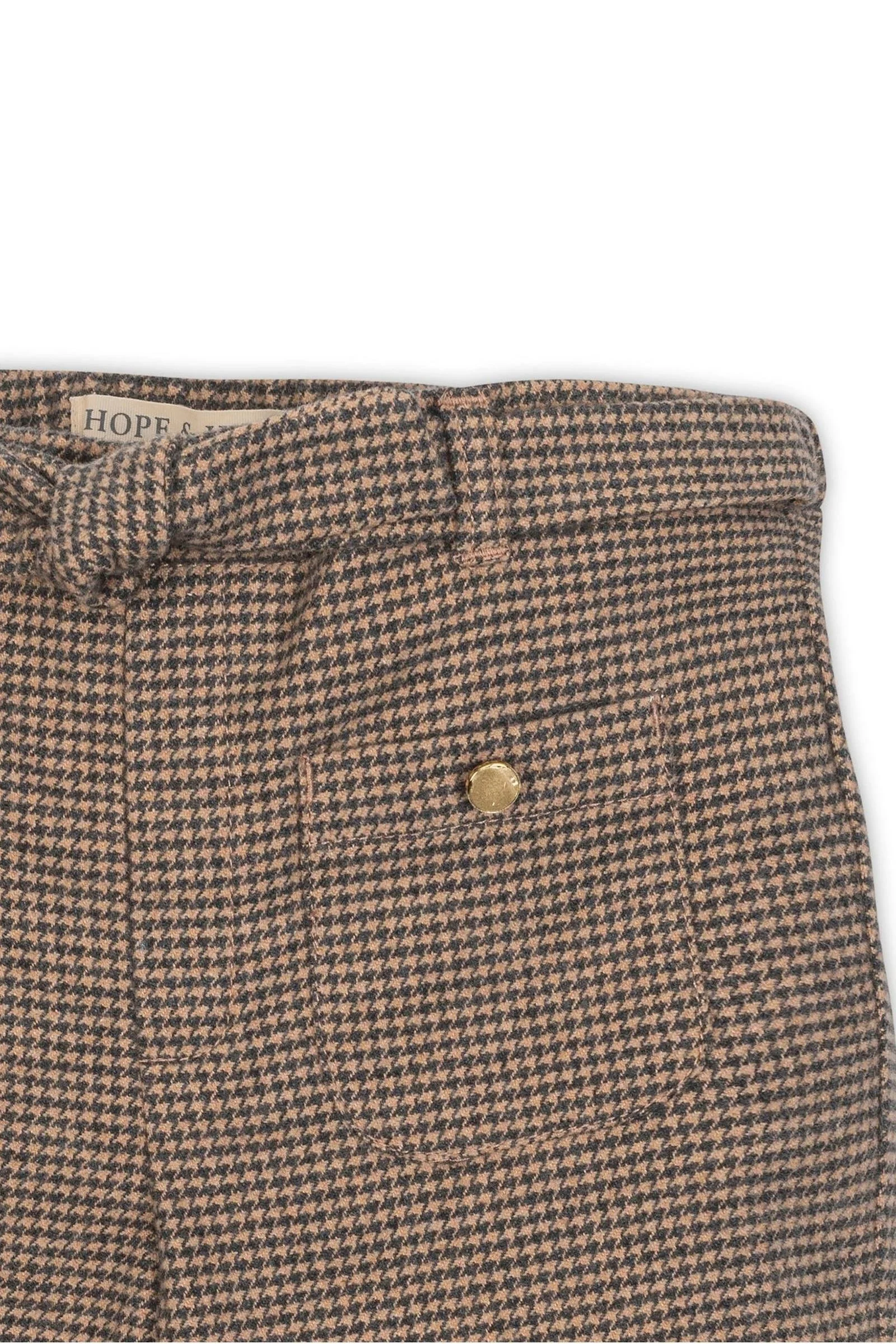 Hope & Henry Organic Cotton Wide Leg Dress Pants, Camel Houndstooth, Toddler & Kids - Image 3