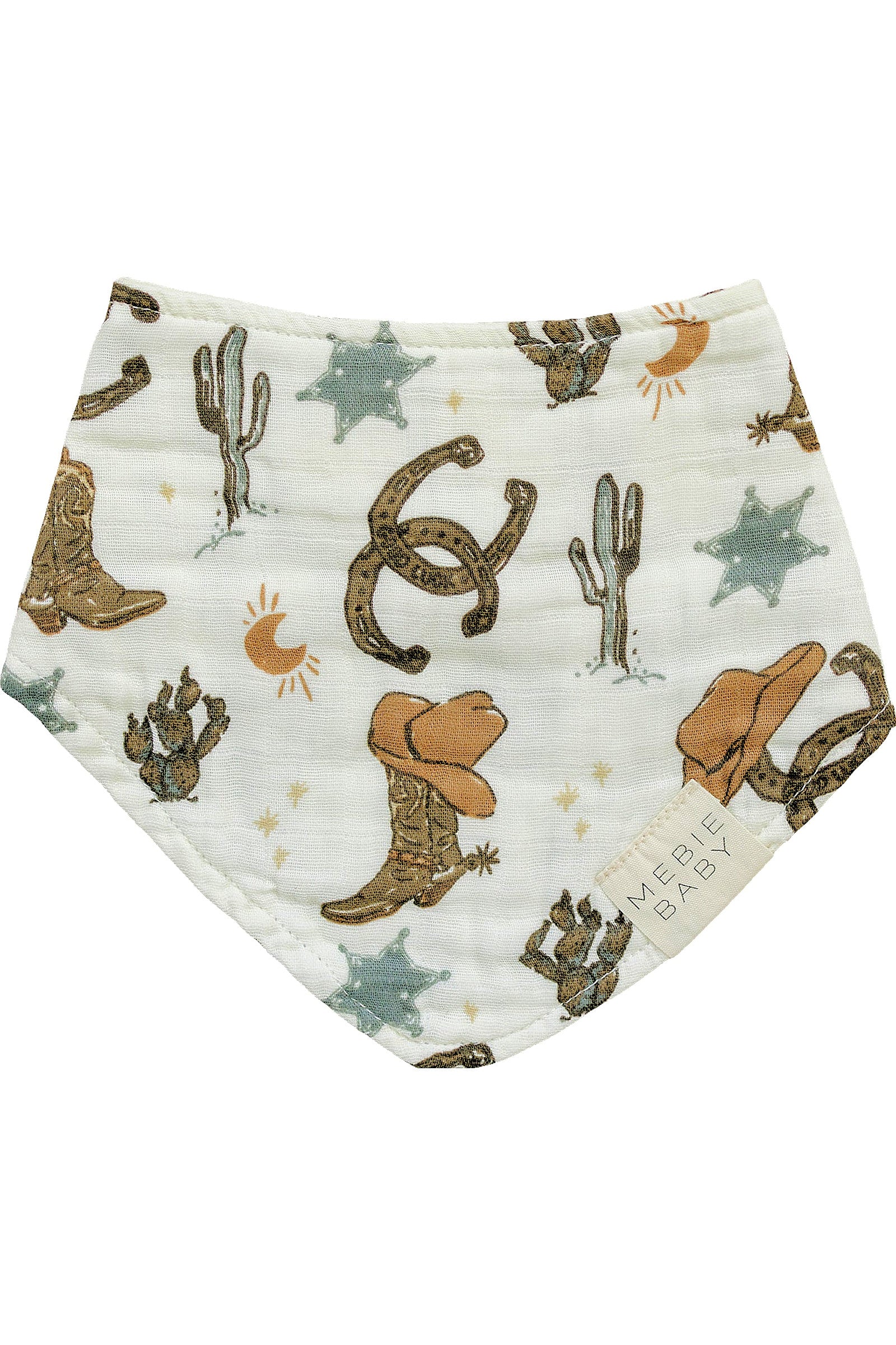 Mebie Baby Outlaw Cowboy Classic Muslin Bib, 100% Cotton, Rodeo Collection, Neutral Colors, Gender Neutral, Baby - Image 2