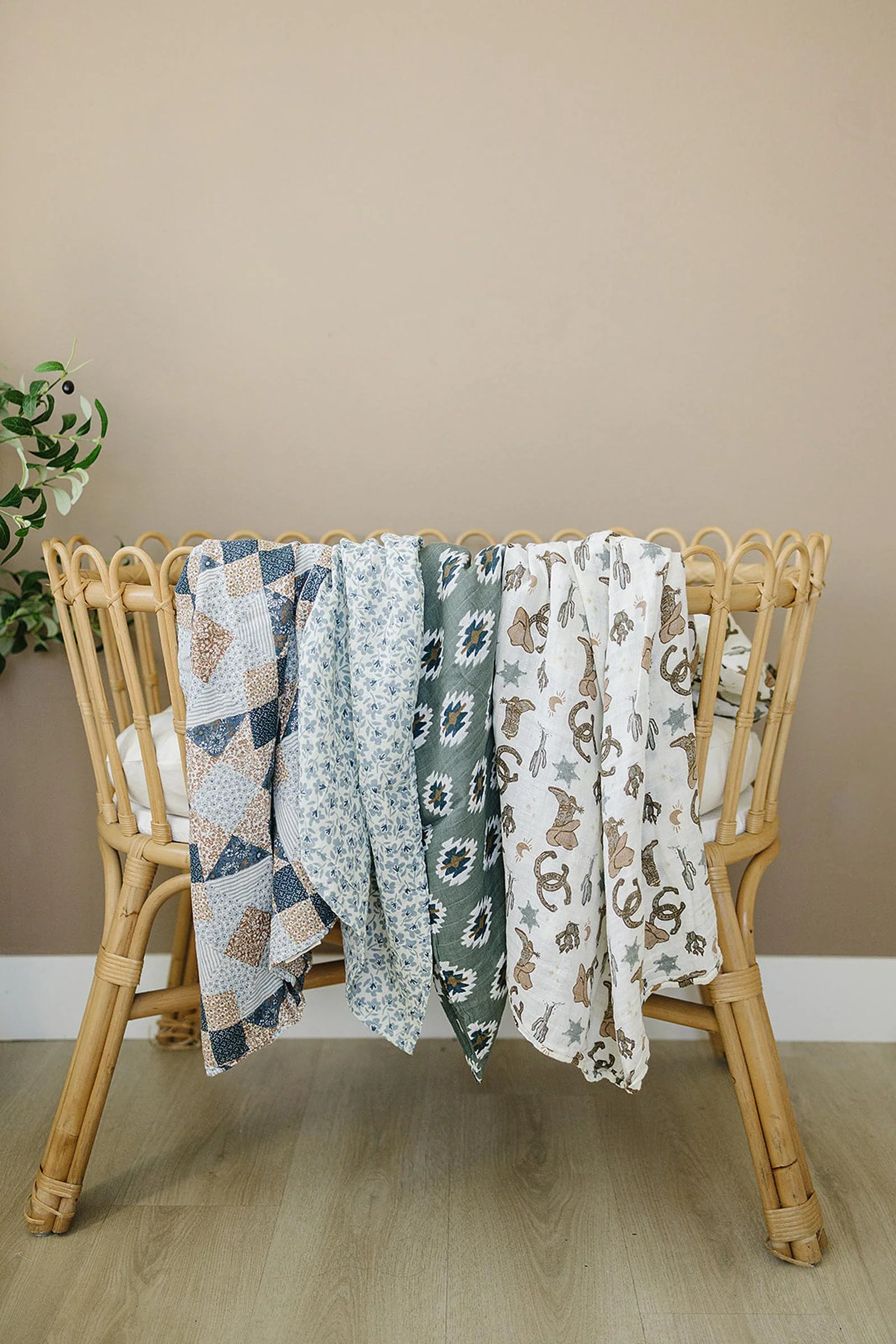 Mebie Baby Outlaw Cowboy Muslin Swaddle Blanket, 100% Cotton, Rodeo Collection, Neutral Colors, Gender Neutral, Baby - Image 4