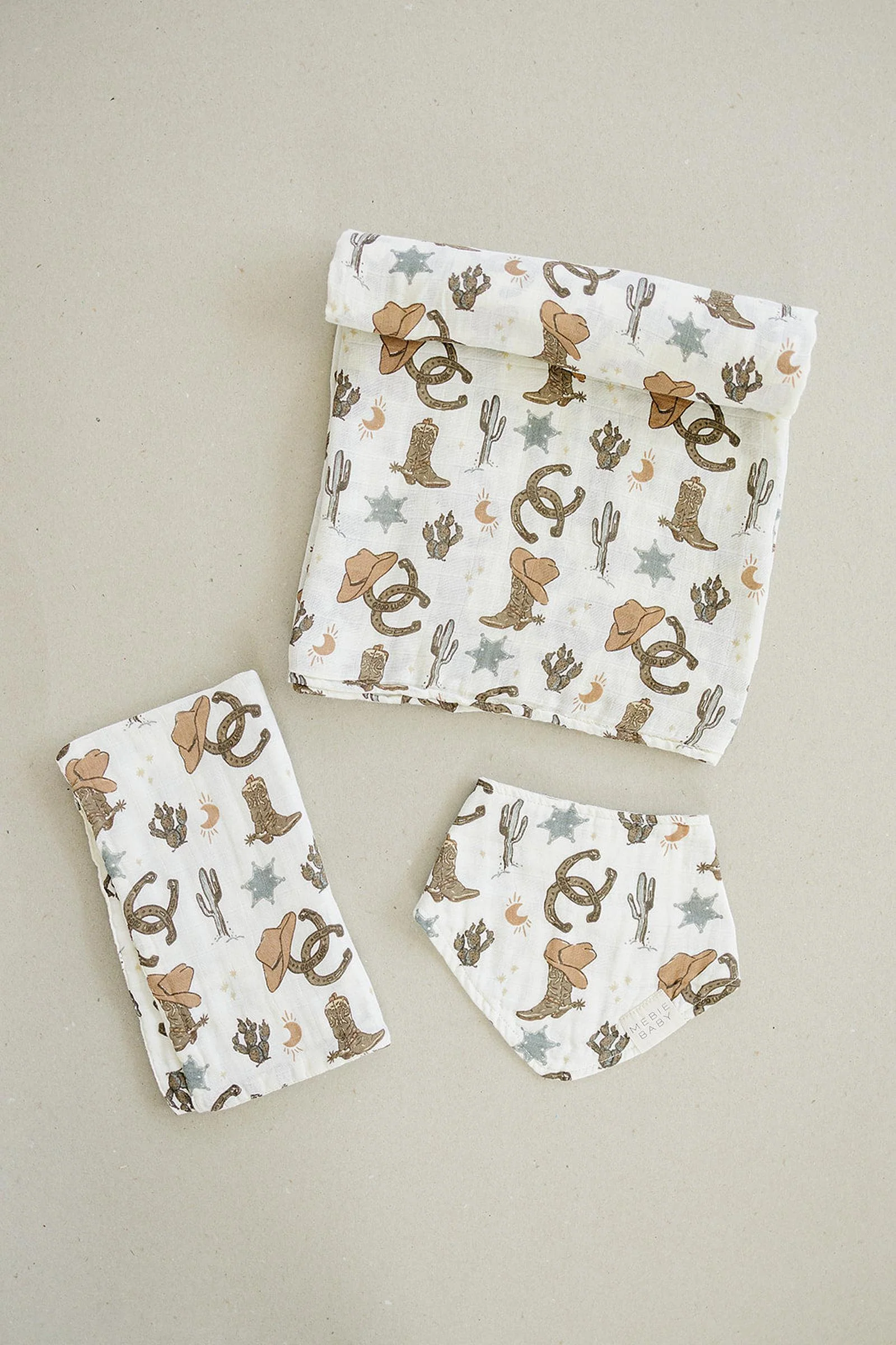 Mebie Baby Outlaw Cowboy Muslin Swaddle Blanket, 100% Cotton, Rodeo Collection, Neutral Colors, Gender Neutral, Baby - Image 5