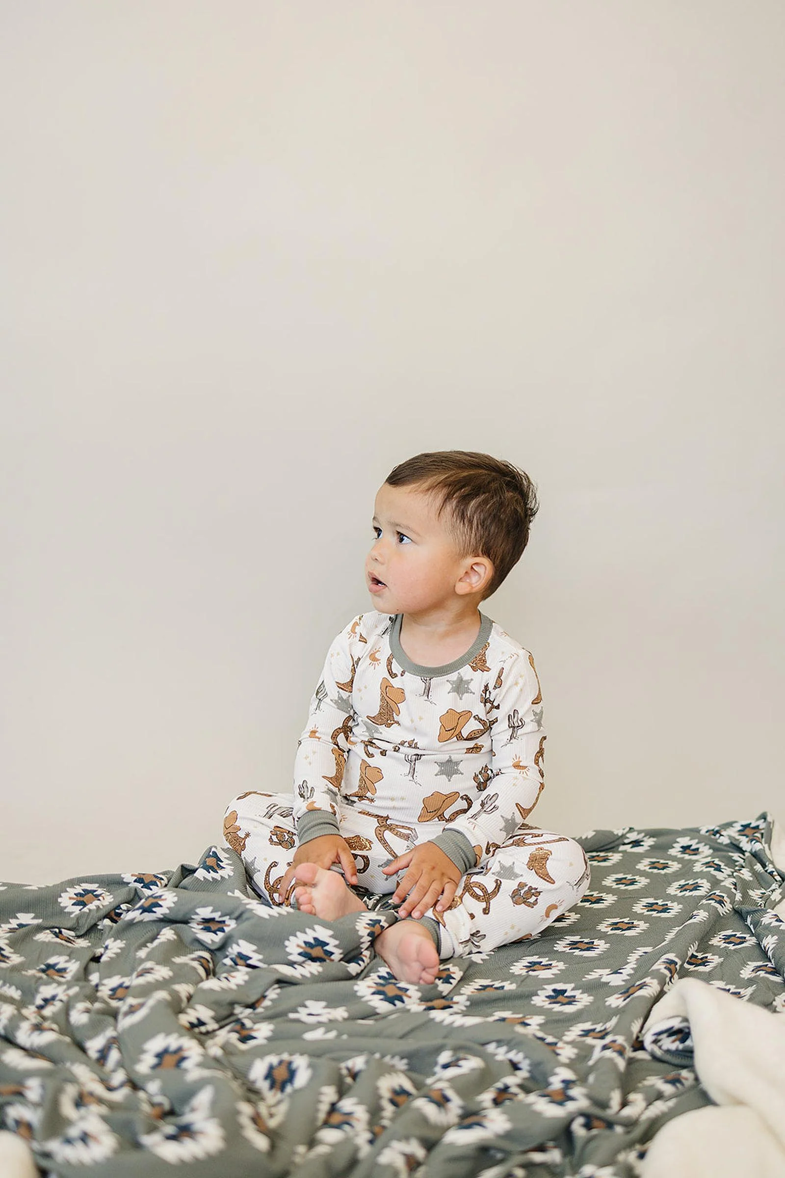 Mebie Baby Outlaw Cowboy Ribbed Cozy Pajama Set, Bamboo, Gender Neutral, Baby, Toddler & Kids - Image 4