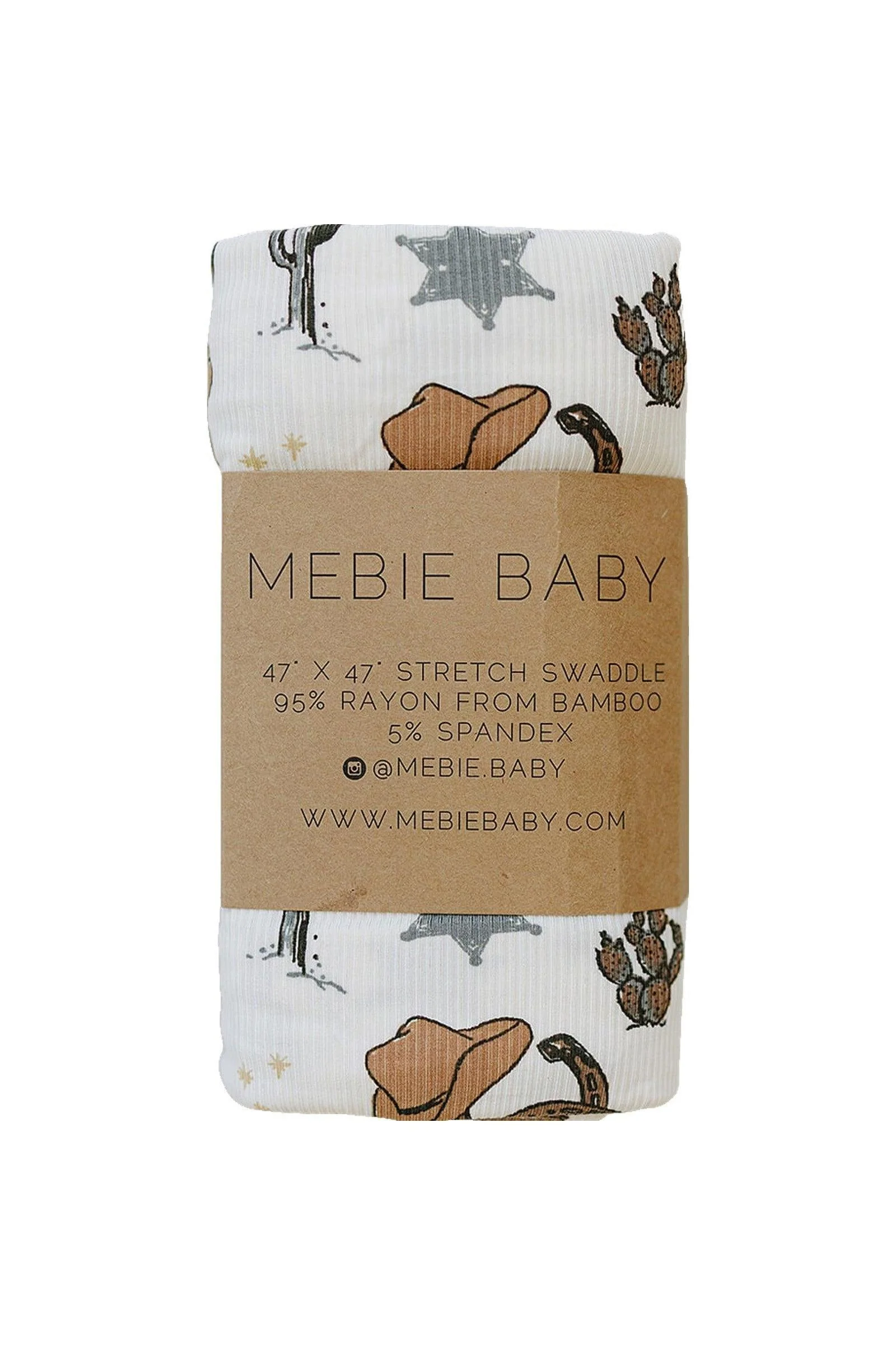 Mebie Baby  Outlaw Cowboy Ribbed Stretch Swaddle | Rodeo Collection | Bamboo | Baby Essentials - Image 2