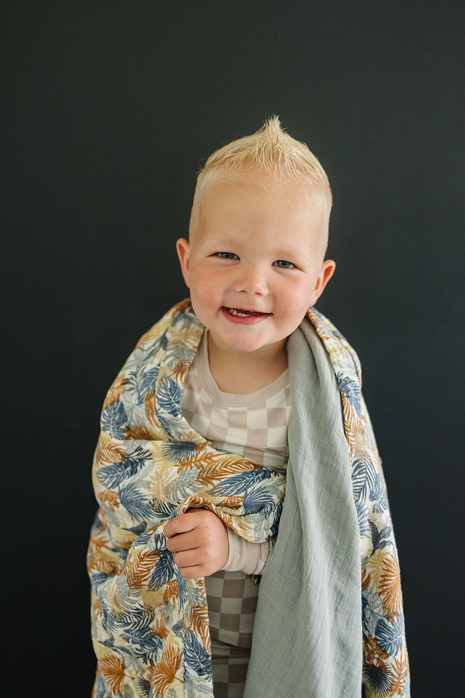 Paradise Palms+ Dusty Blue Lightweight Muslin Crib Quilt, 100% Cotton, Baby Essentials - Image 3