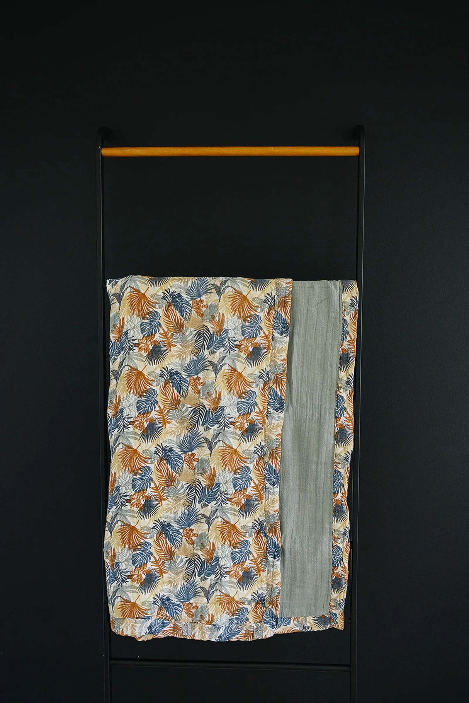 Paradise Palms+ Dusty Blue Lightweight Muslin Crib Quilt, 100% Cotton, Baby Essentials - Image 4