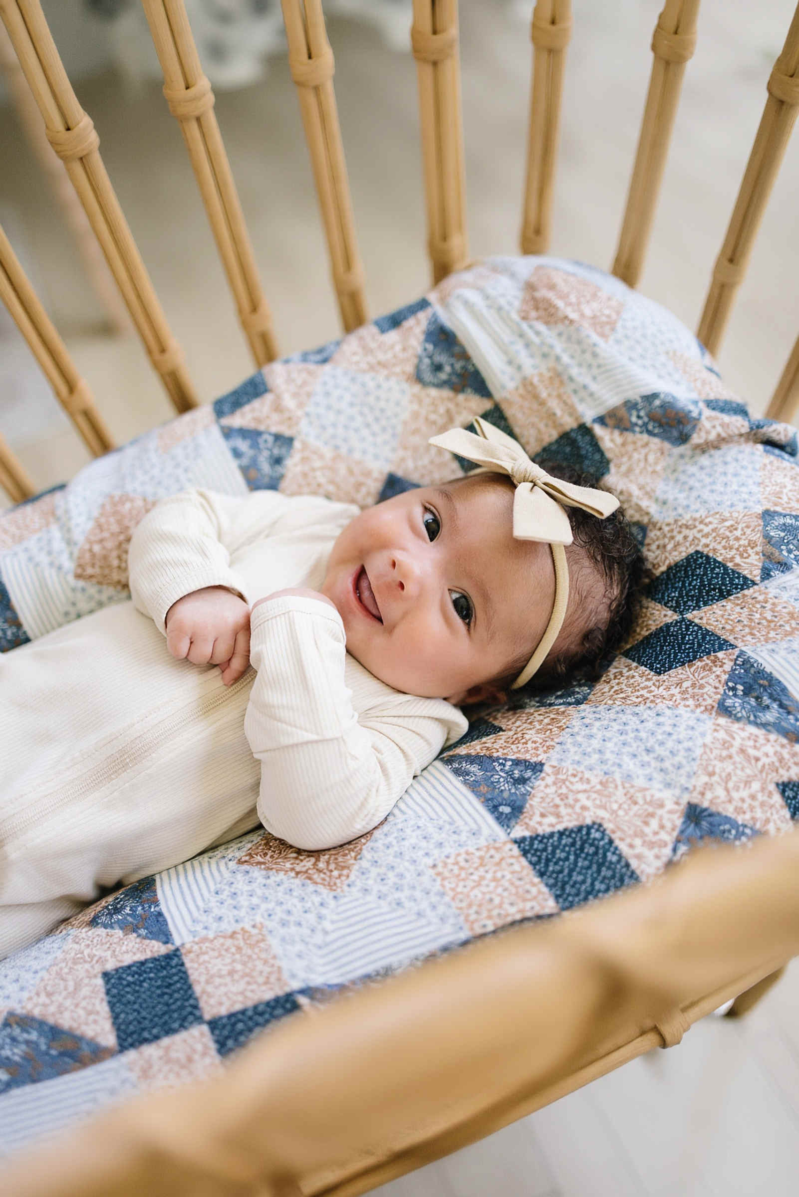 Mebie Baby Patchwork Print Muslin Swaddle Blanket, 100% Cotton, Baby Essentials, Neutral Colors
