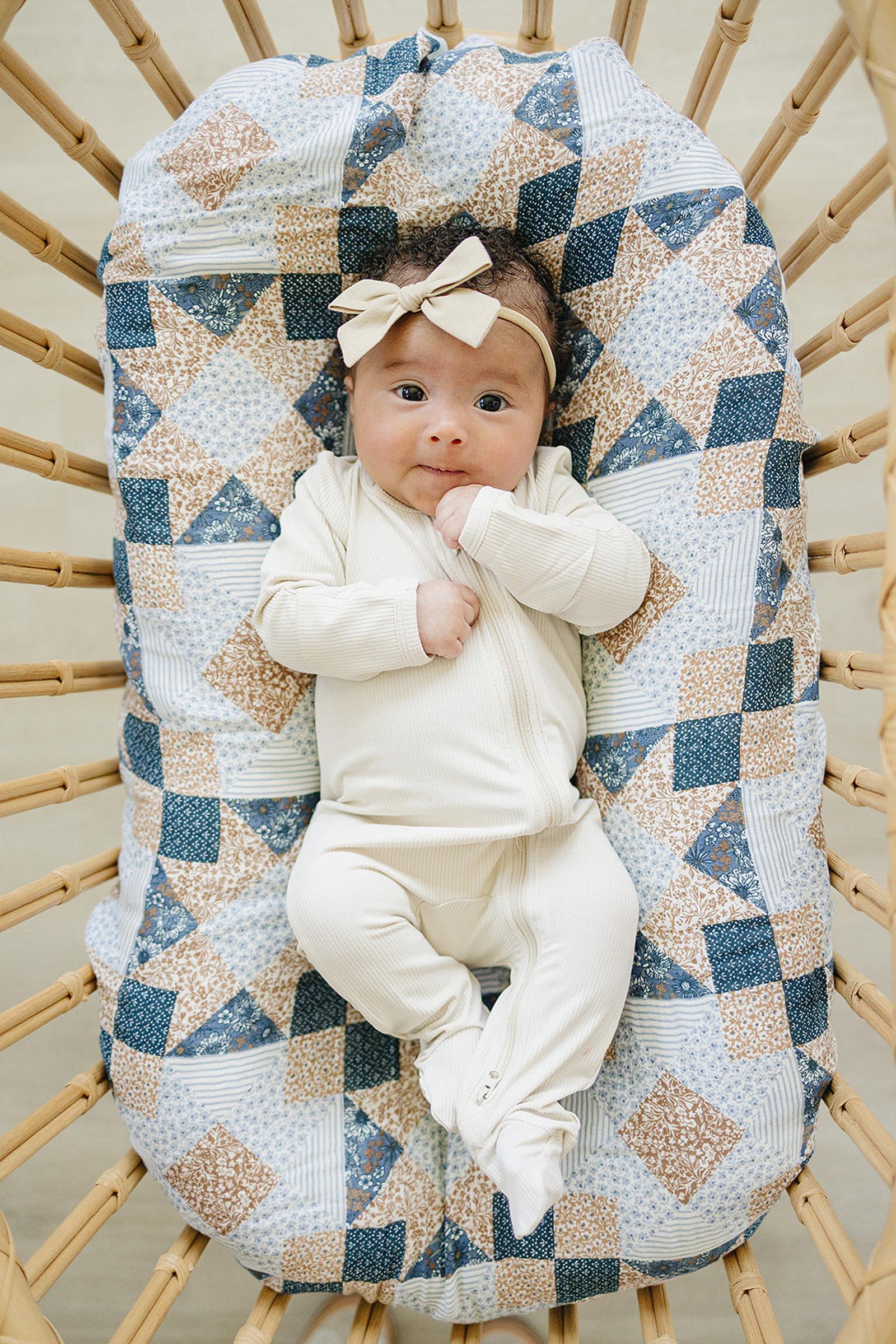 Mebie Baby Patchwork Print Muslin Swaddle Blanket, 100% Cotton, Baby Essentials, Neutral Colors - Image 4