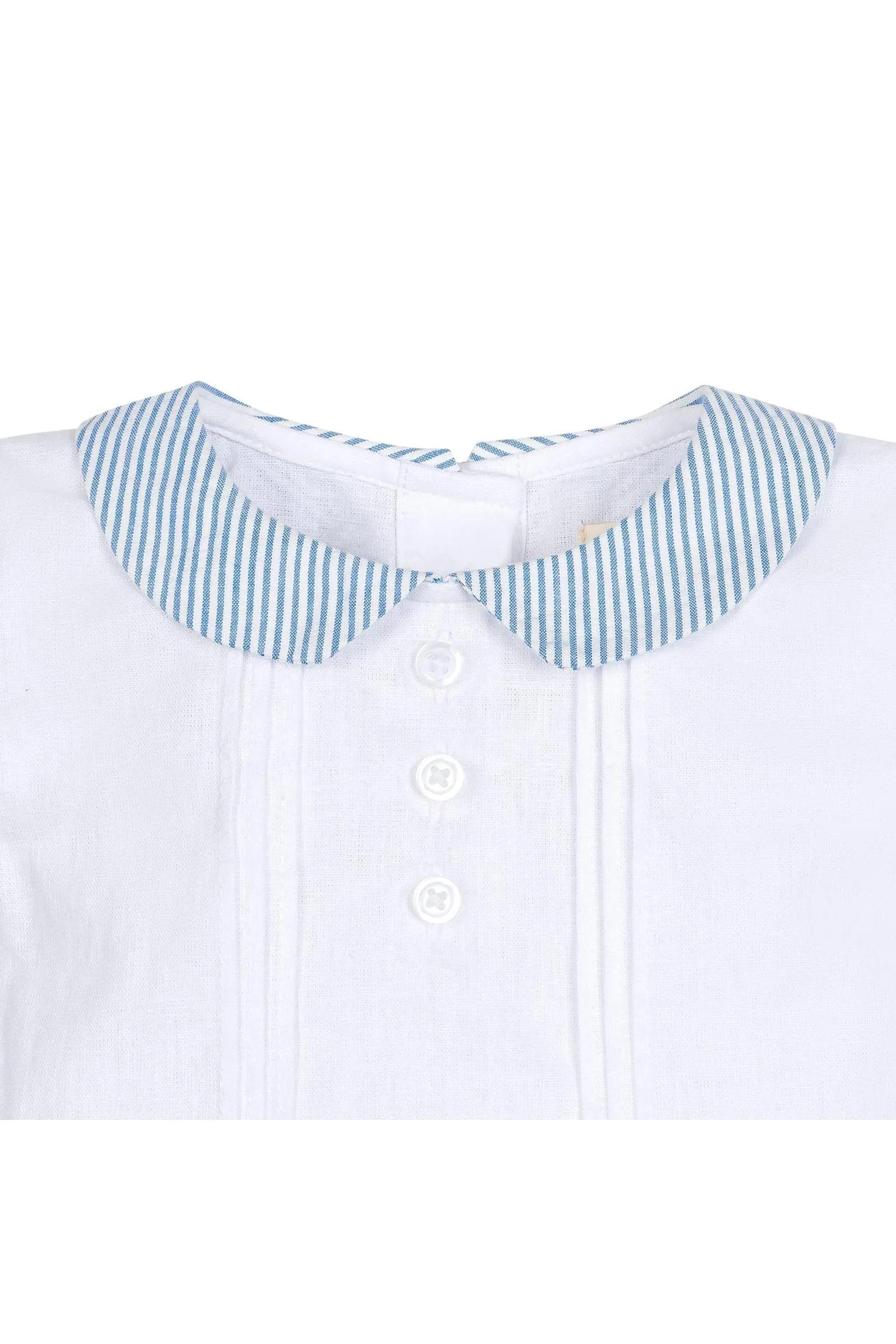 Hope & Henry Organic Cotton Peter Pan Shirt and Shorts Set for Baby Boys, Blue - Image 3