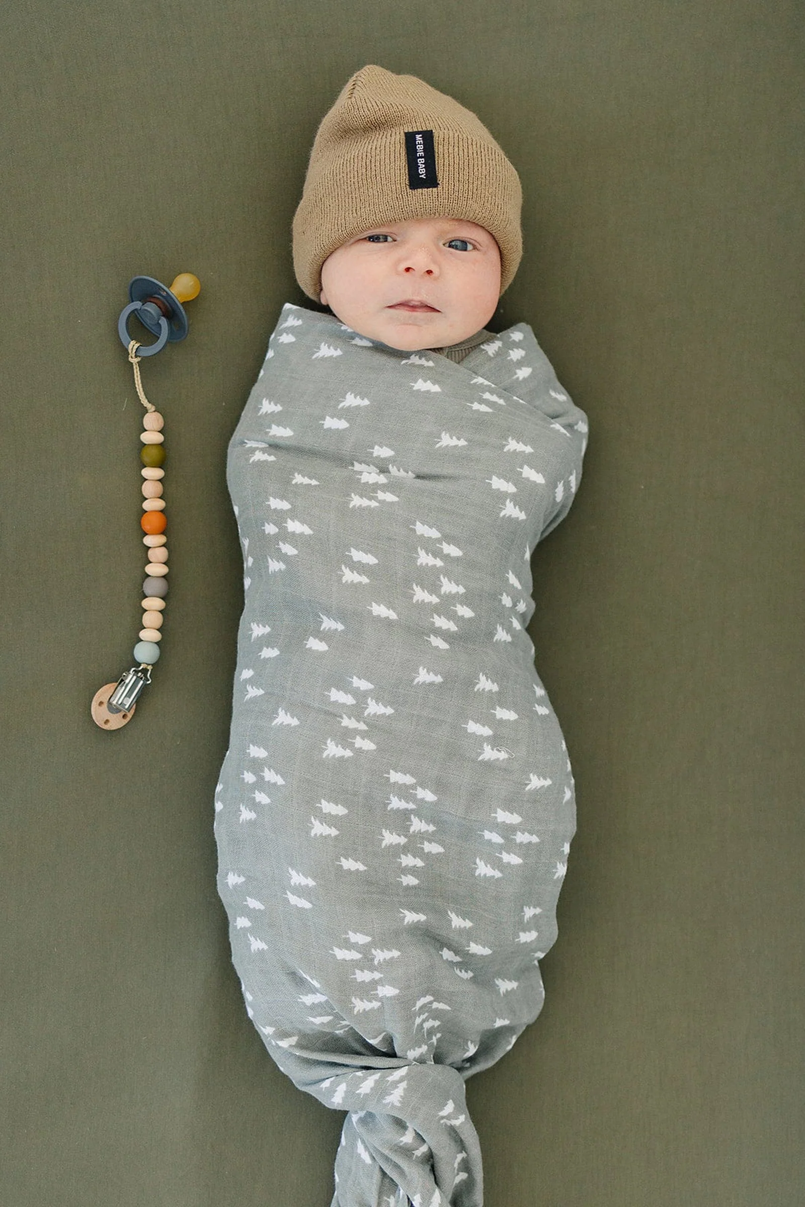Mebie Baby Pines Muslin Swaddle Blanket, 100% Cotton, Baby Essentials - Image 3