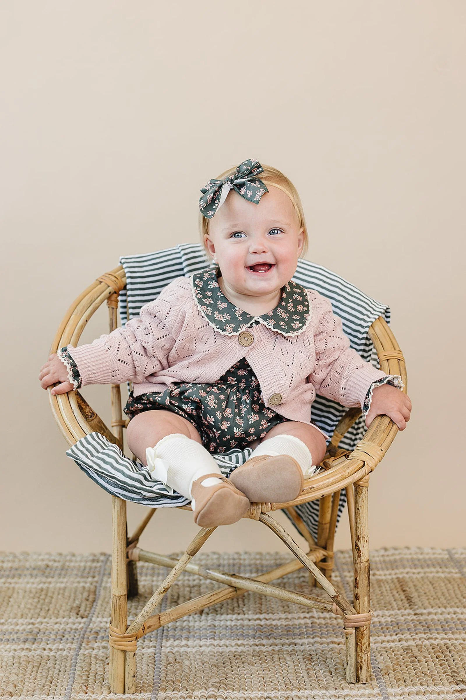 Mebie Baby Pink Pointelle Button Down Cardigan, 100% Cotton, Sizes 0-7 - Image 4